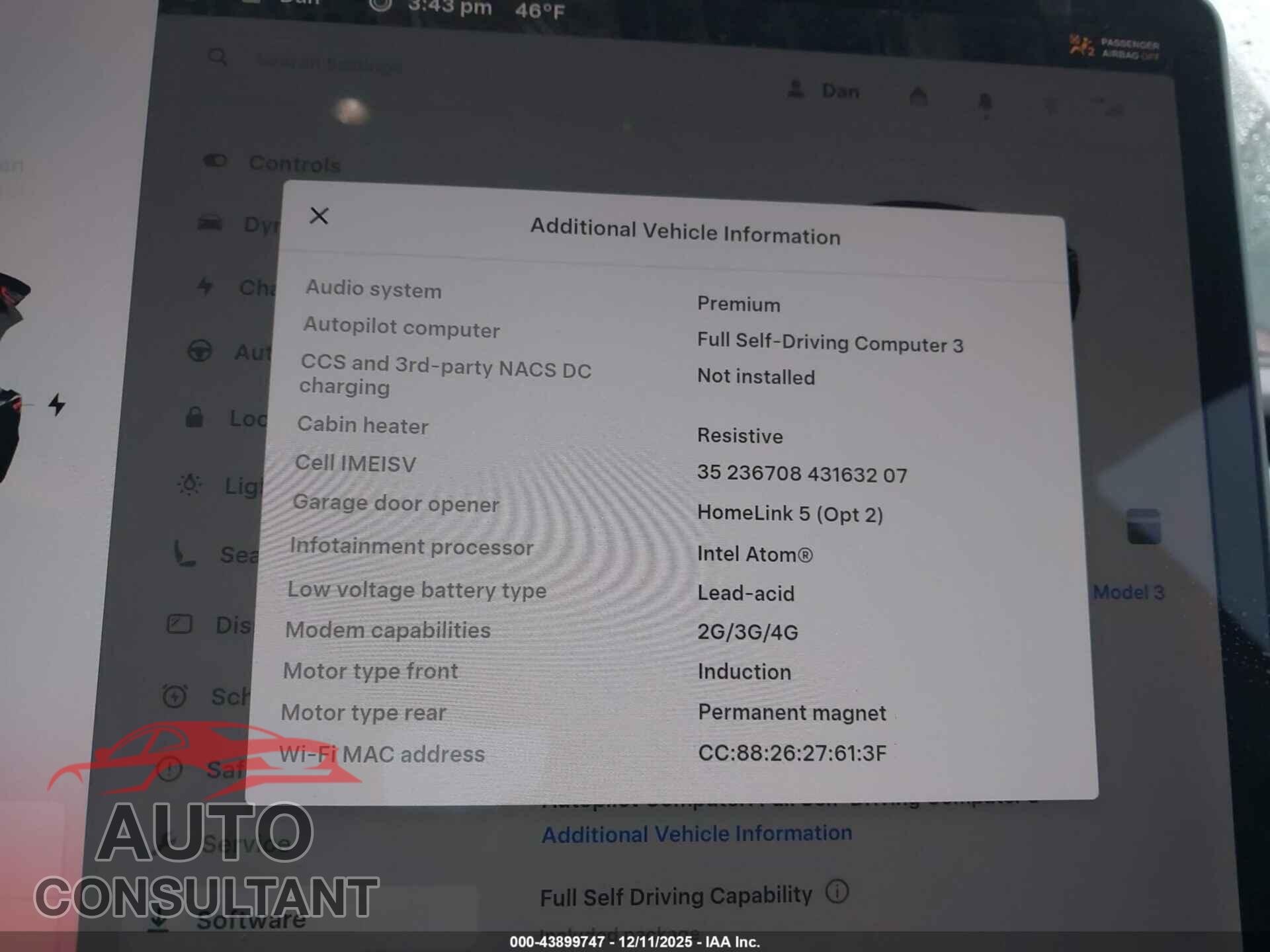 TESLA MODEL 3 2020 - 5YJ3E1EC3LF623433
