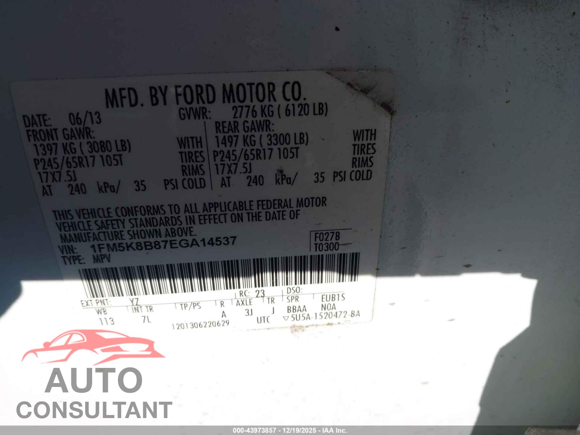 FORD EXPLORER 2014 - 1FM5K8B87EGA14537