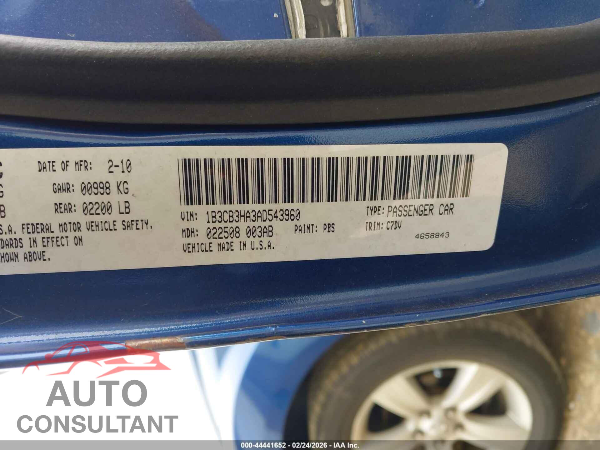 DODGE CALIBER 2010 - 1B3CB3HA3AD543960