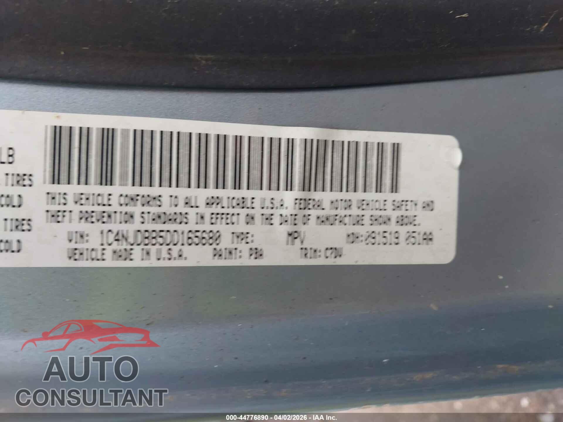 JEEP COMPASS 2013 - 1C4NJDBB5DD165680