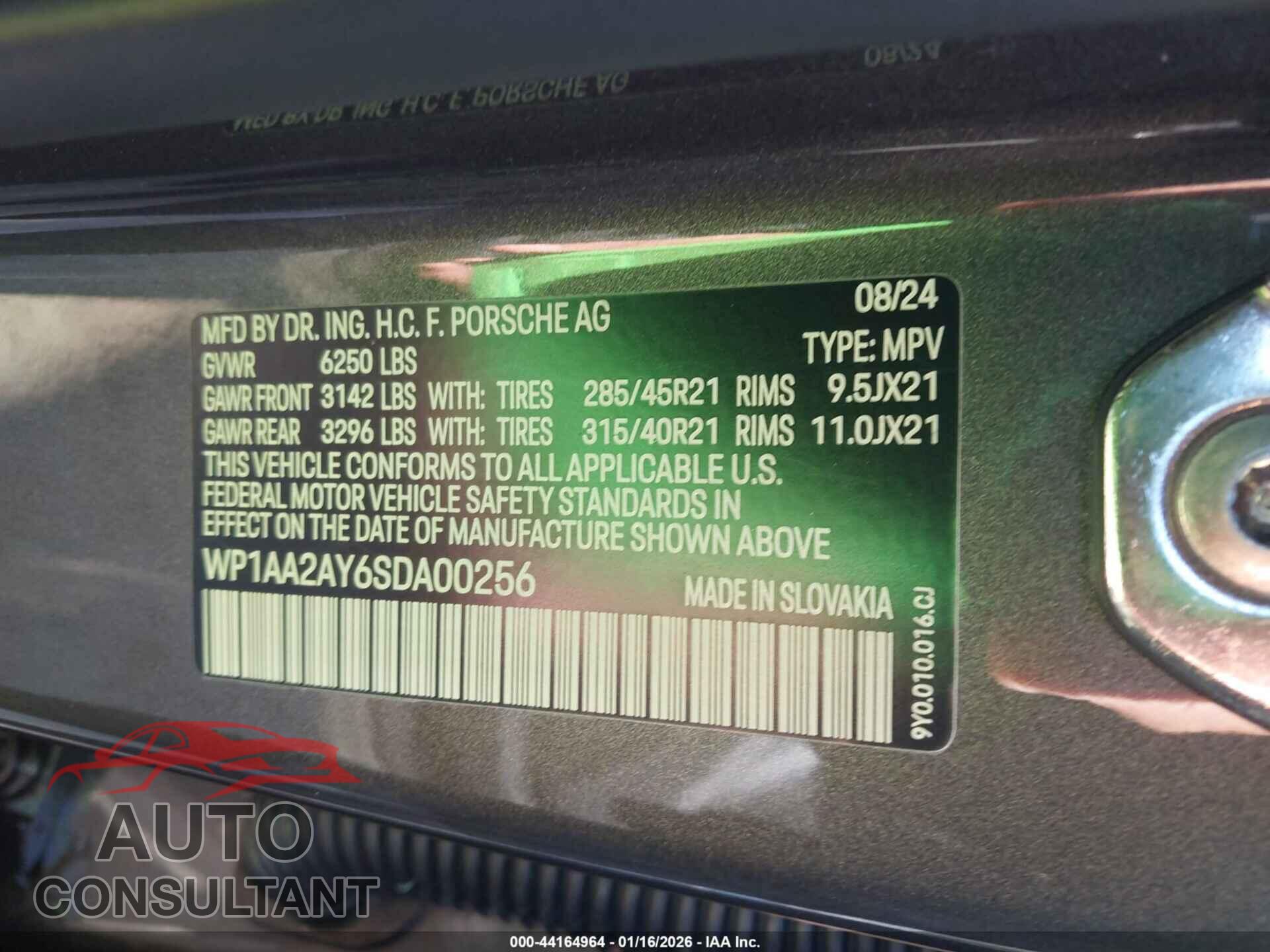 PORSCHE CAYENNE 2025 - WP1AA2AY6SDA00256