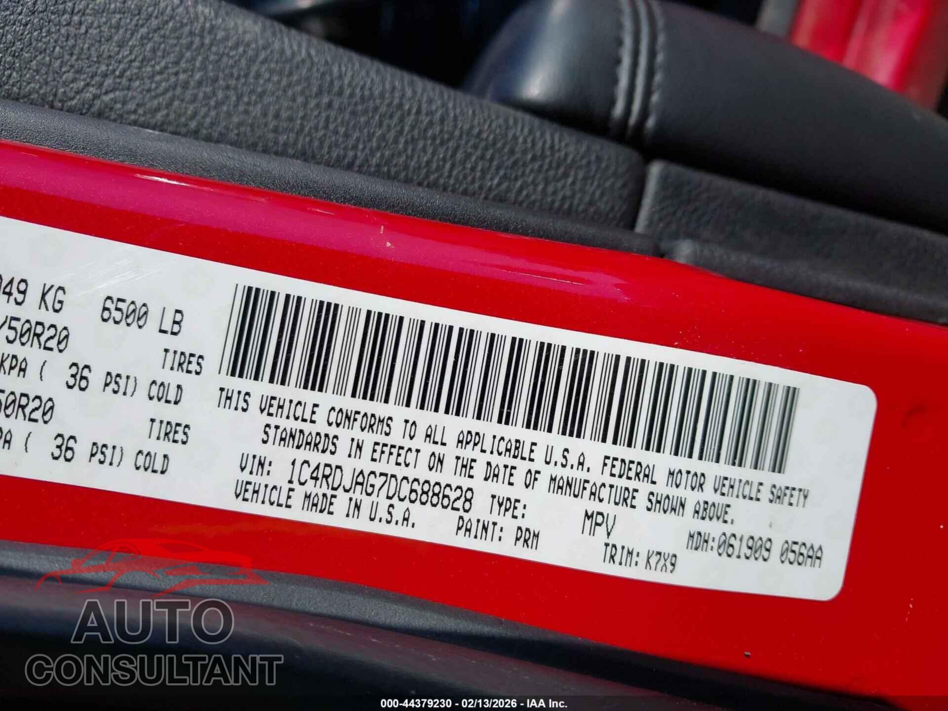 DODGE DURANGO 2013 - 1C4RDJAG7DC688628