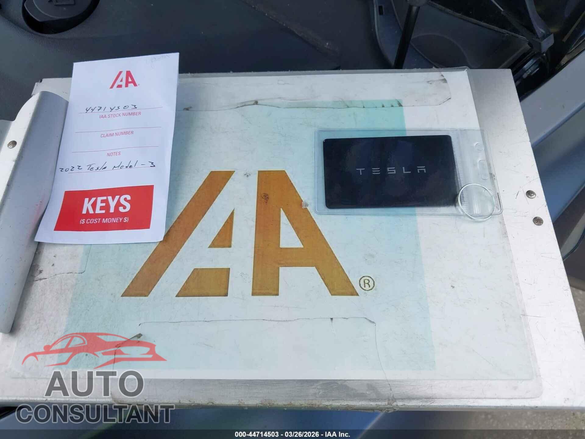 TESLA MODEL 3 2022 - 5YJ3E1EB3NF275126