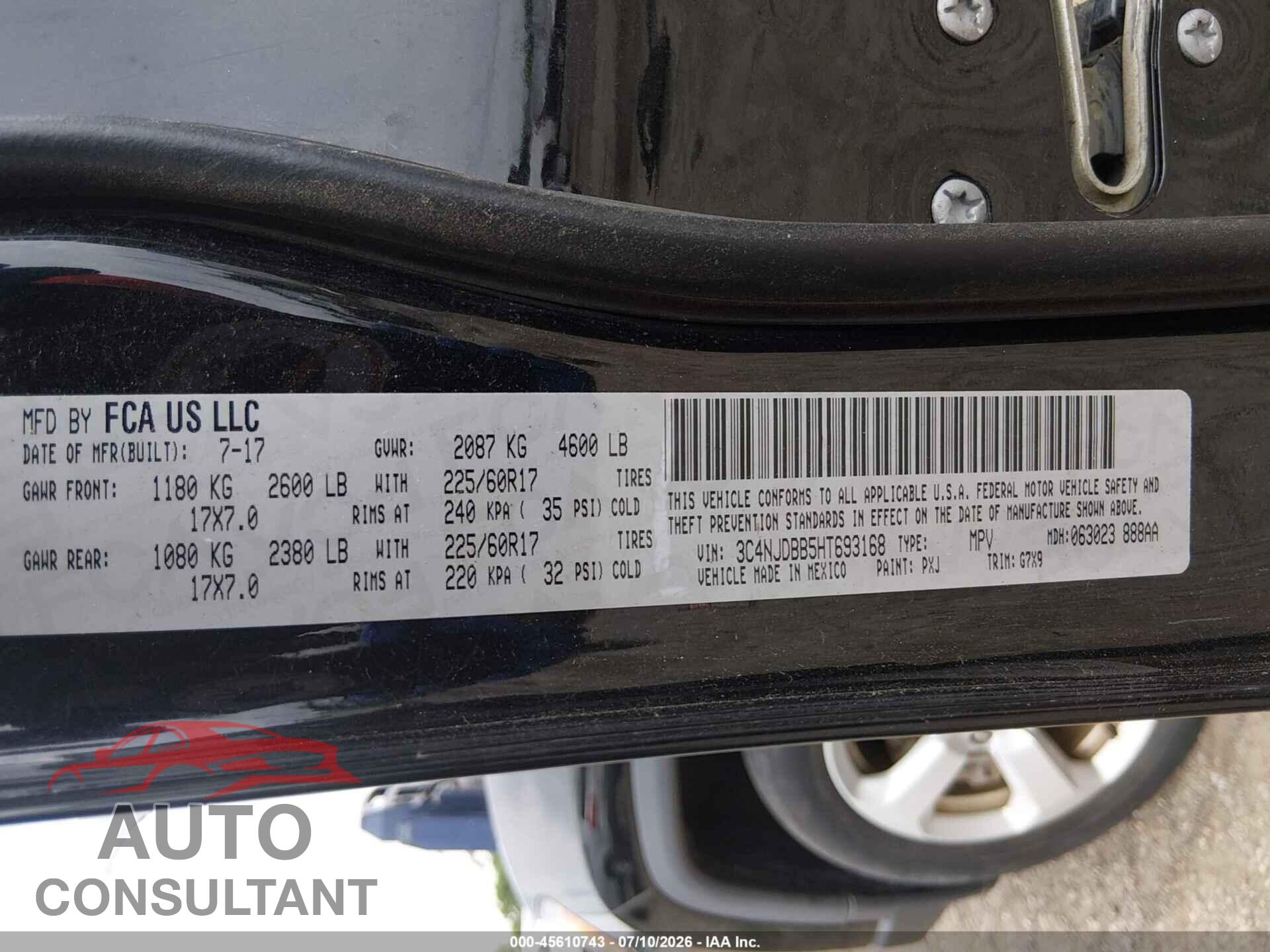 JEEP COMPASS 2017 - 3C4NJDBB5HT693168