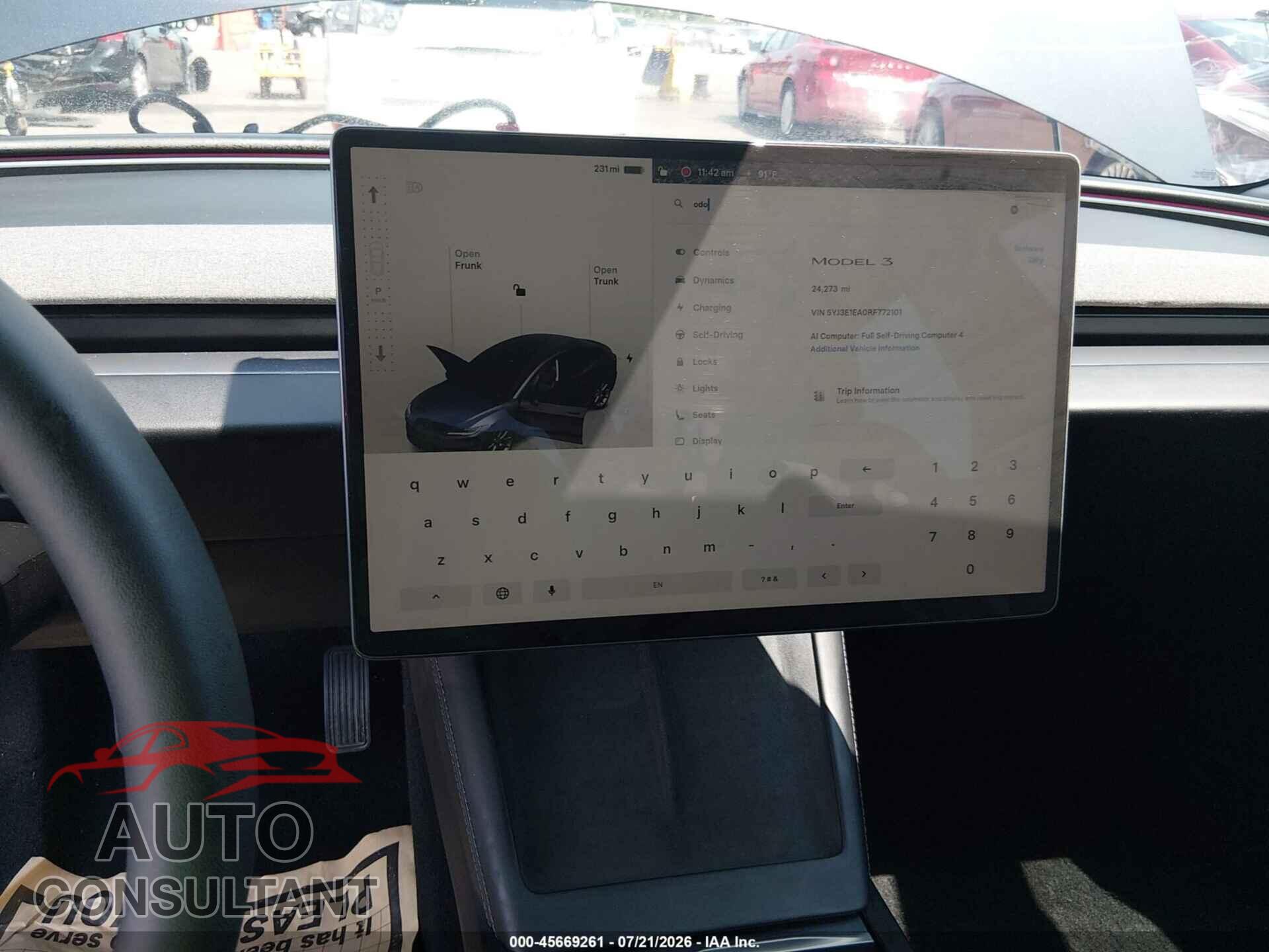 TESLA MODEL 3 2024 - 5YJ3E1EA0RF772101