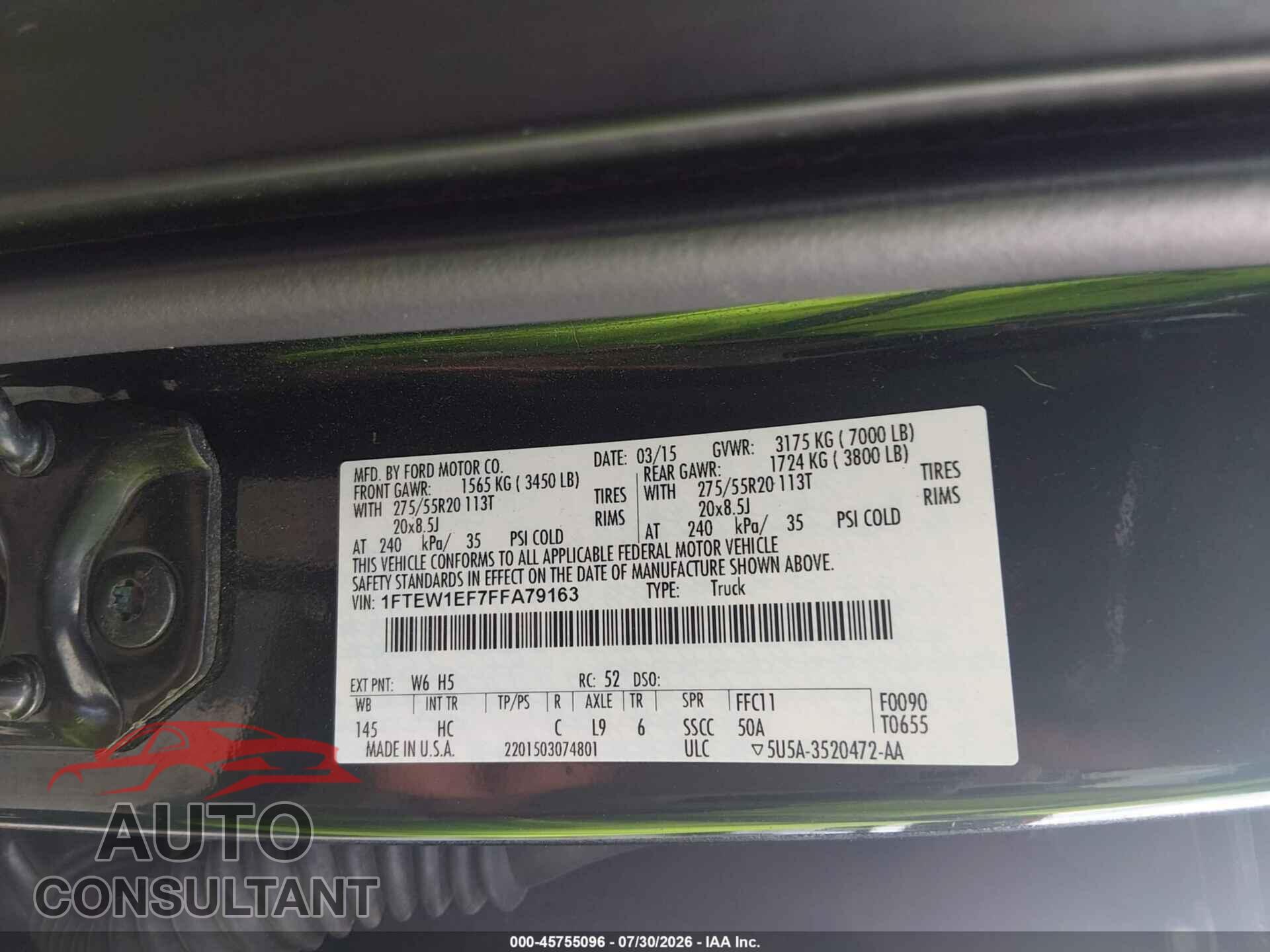 FORD F-150 2015 - 1FTEW1EF7FFA79163