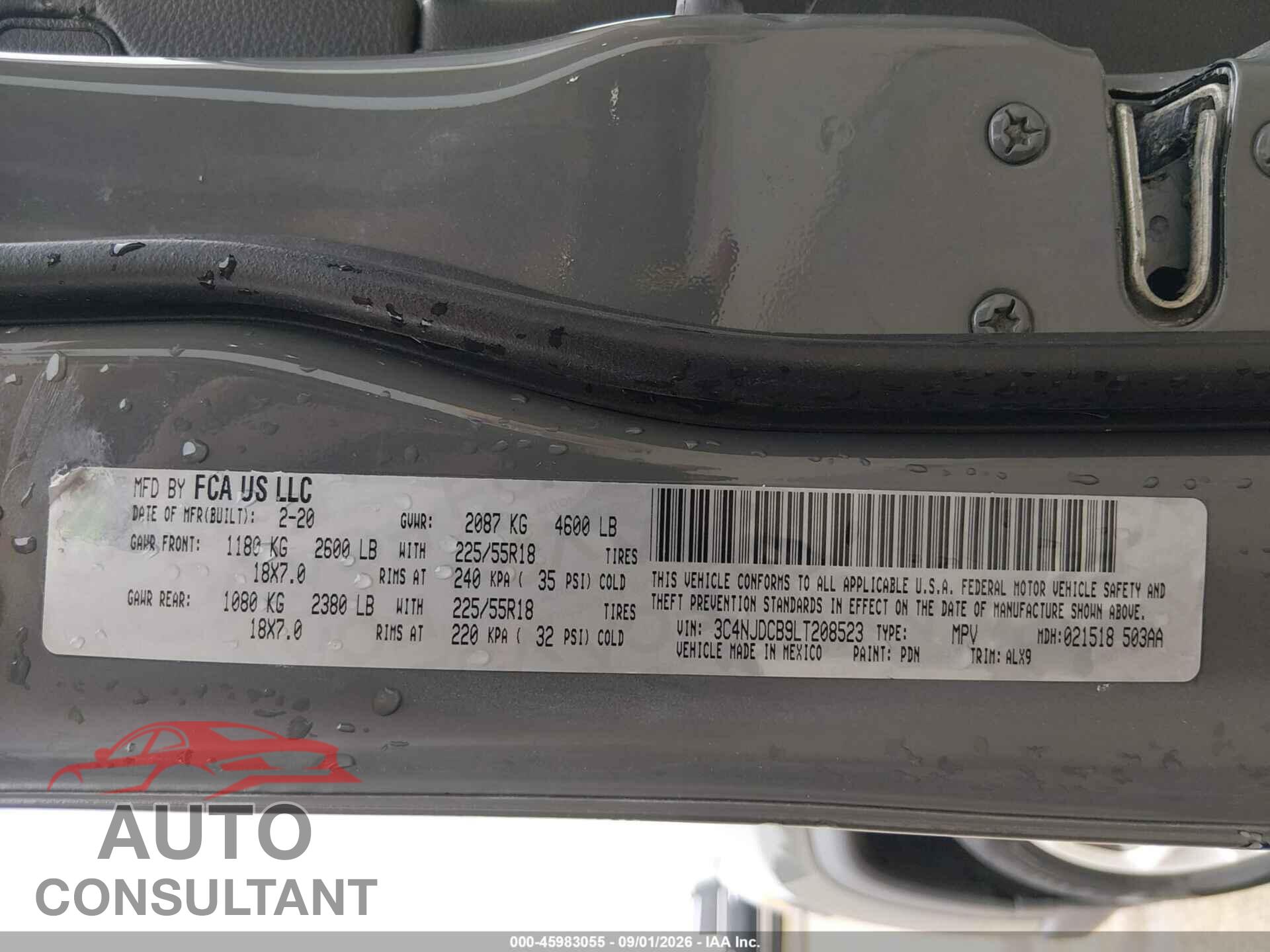 JEEP COMPASS 2020 - 3C4NJDCB9LT208523