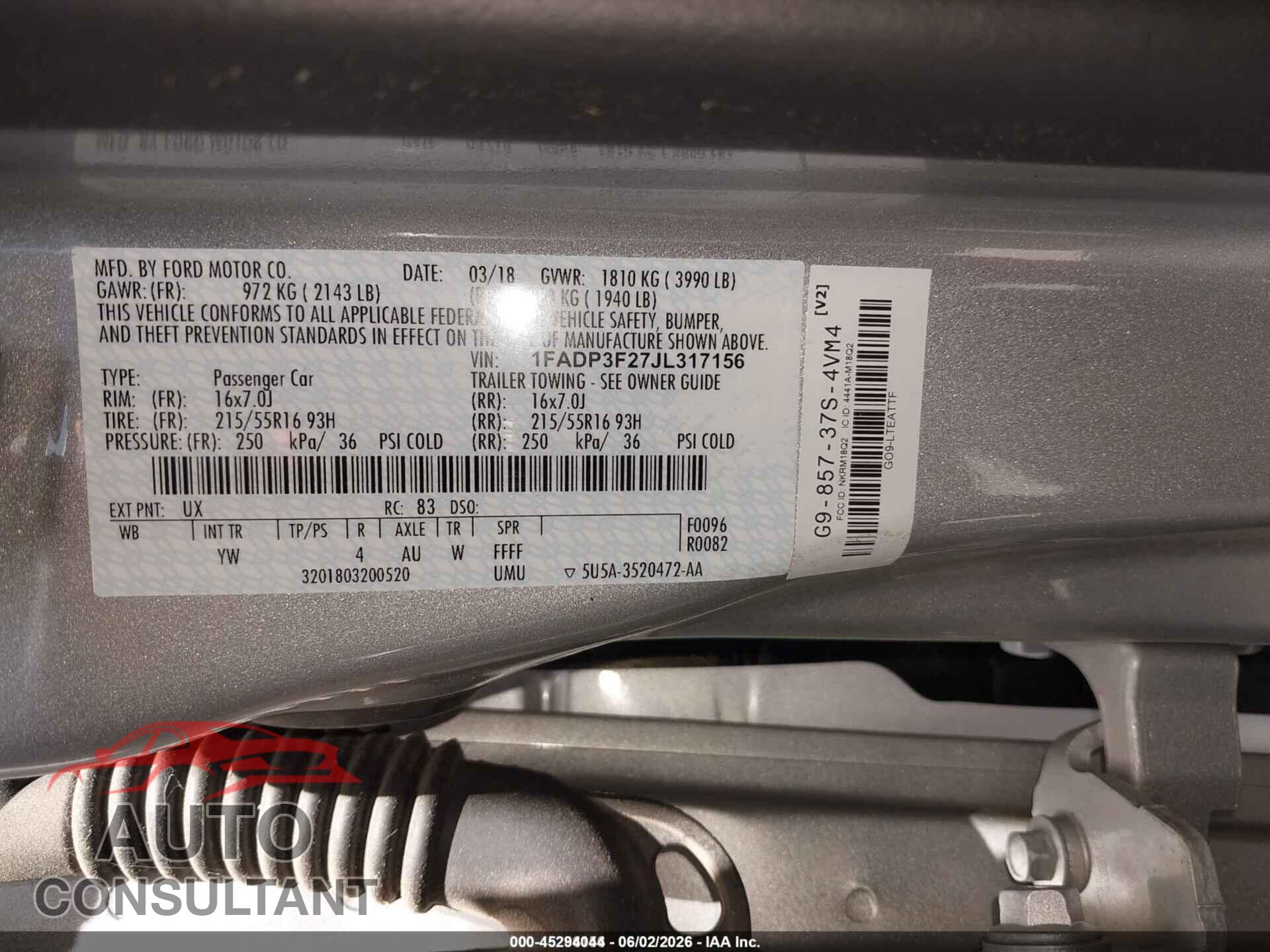 FORD FOCUS 2018 - 1FADP3F27JL317156