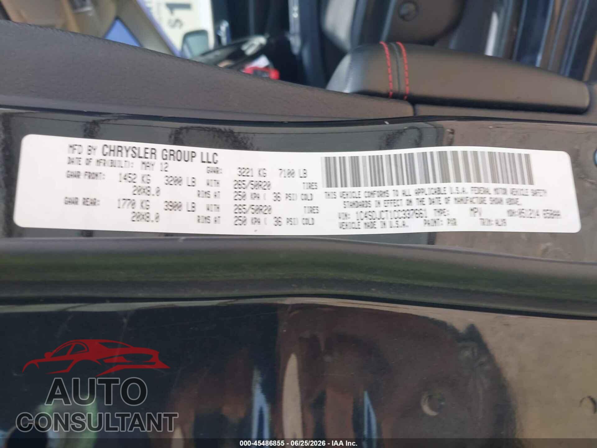 DODGE DURANGO 2012 - 1C4SDJCT1CC337661
