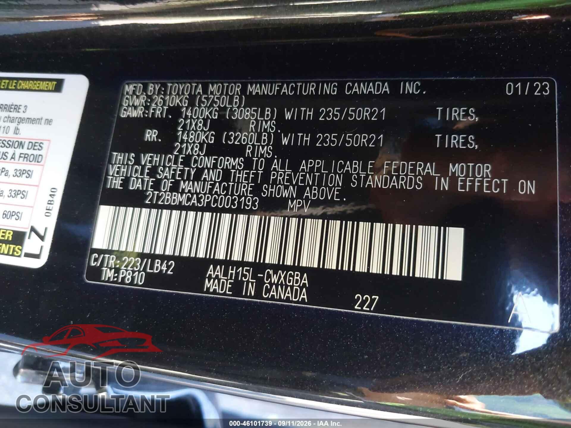 LEXUS RX 350H 2023 - 2T2BBMCA3PC003193