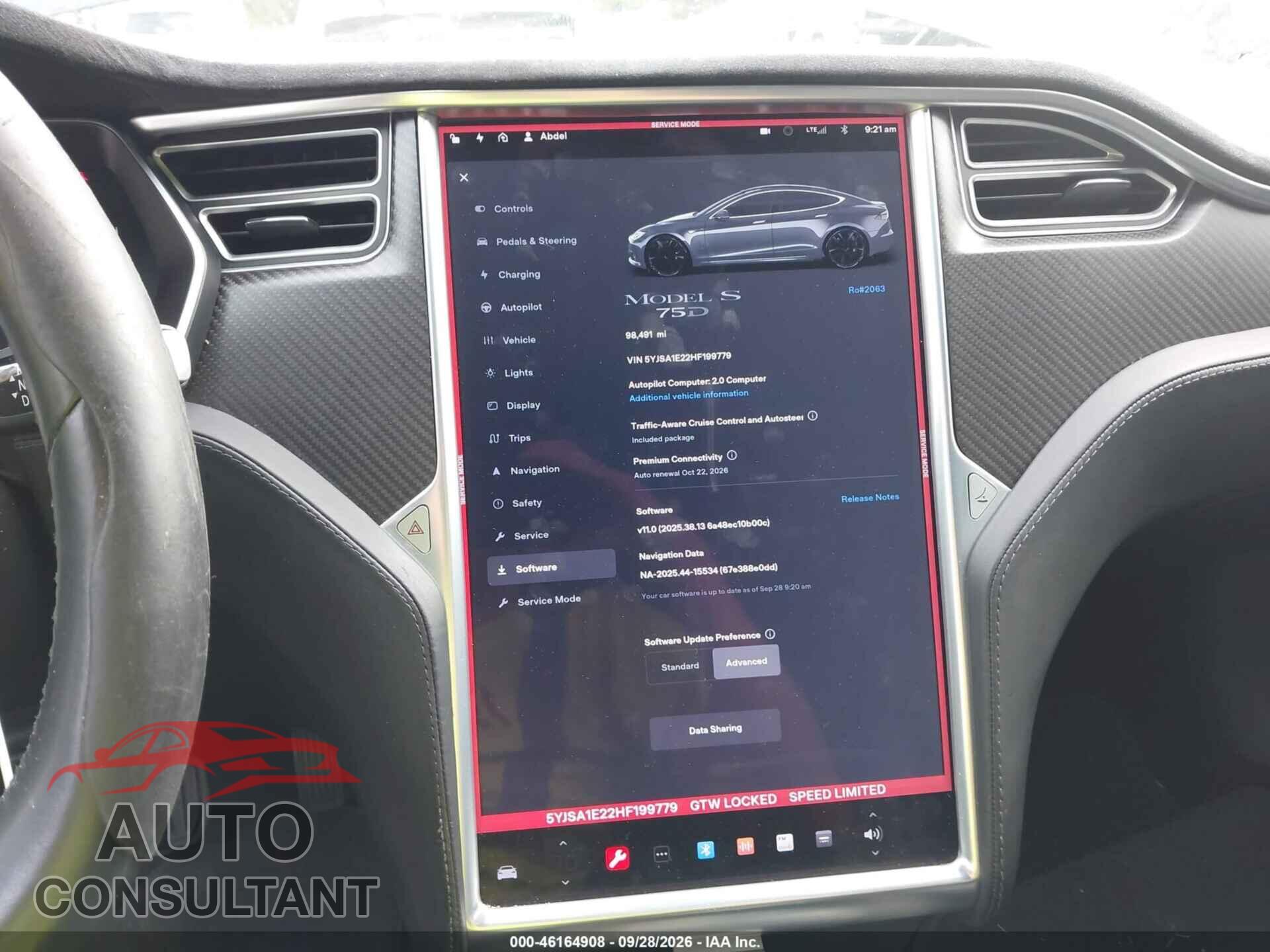 TESLA MODEL S 2017 - 5YJSA1E22HF199779