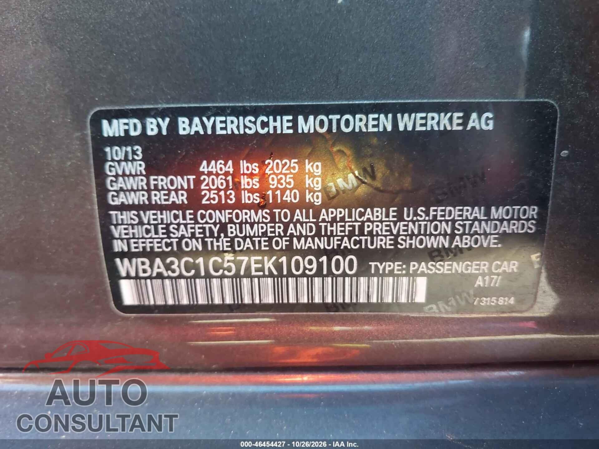 BMW 328I 2014 - WBA3C1C57EK109100