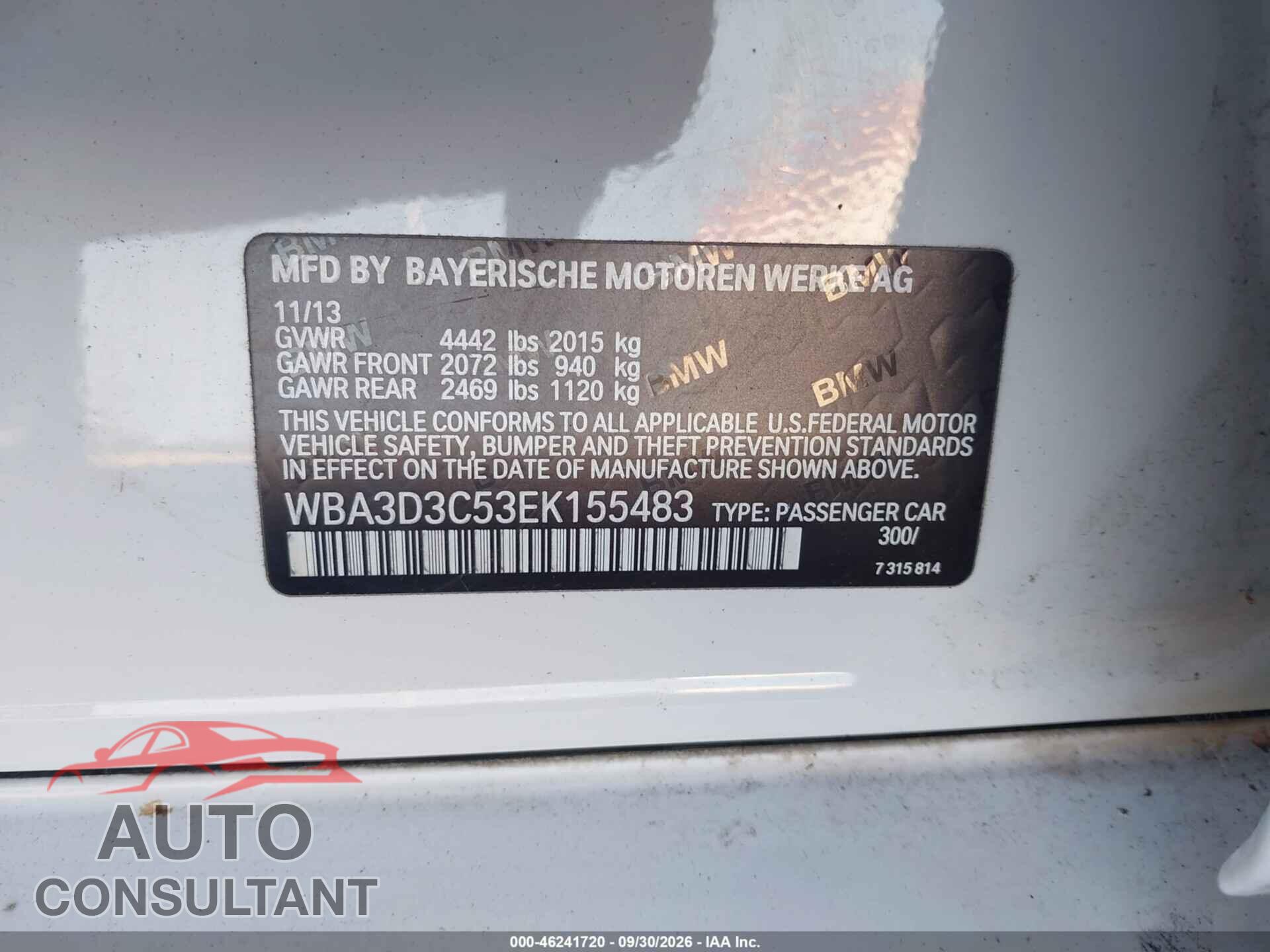 BMW 328D 2014 - WBA3D3C53EK155483