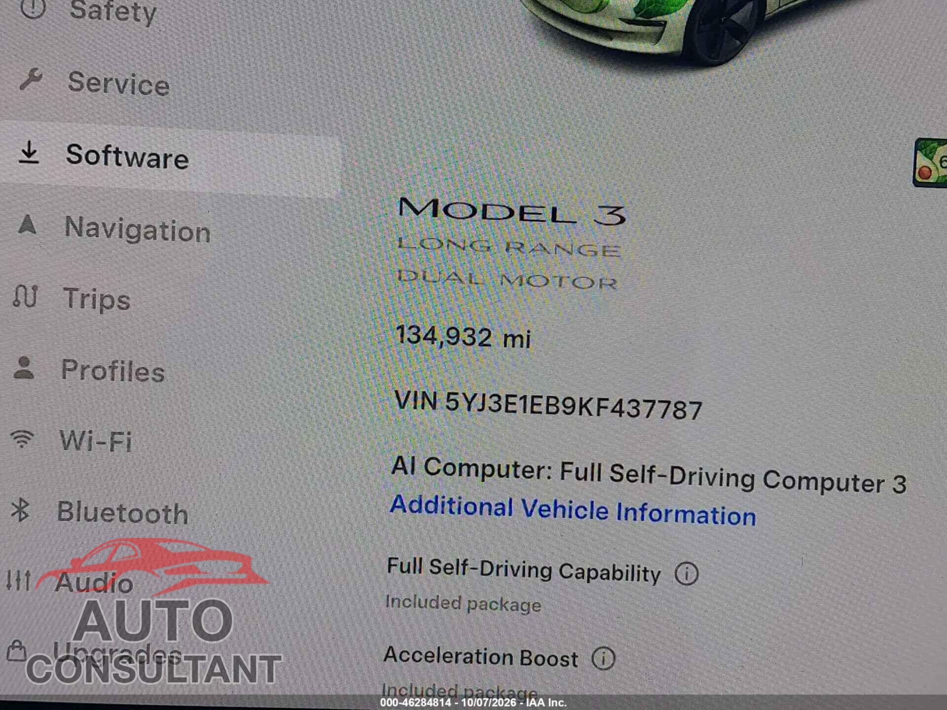 TESLA MODEL 3 2019 - 5YJ3E1EB9KF437787