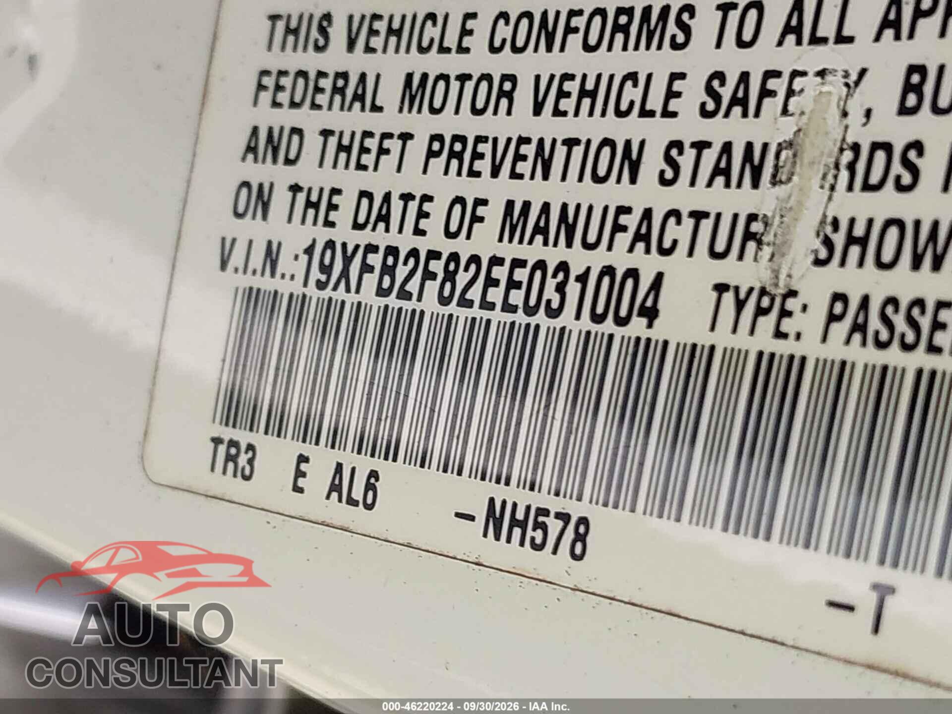 HONDA CIVIC 2014 - 19XFB2F82EE031004