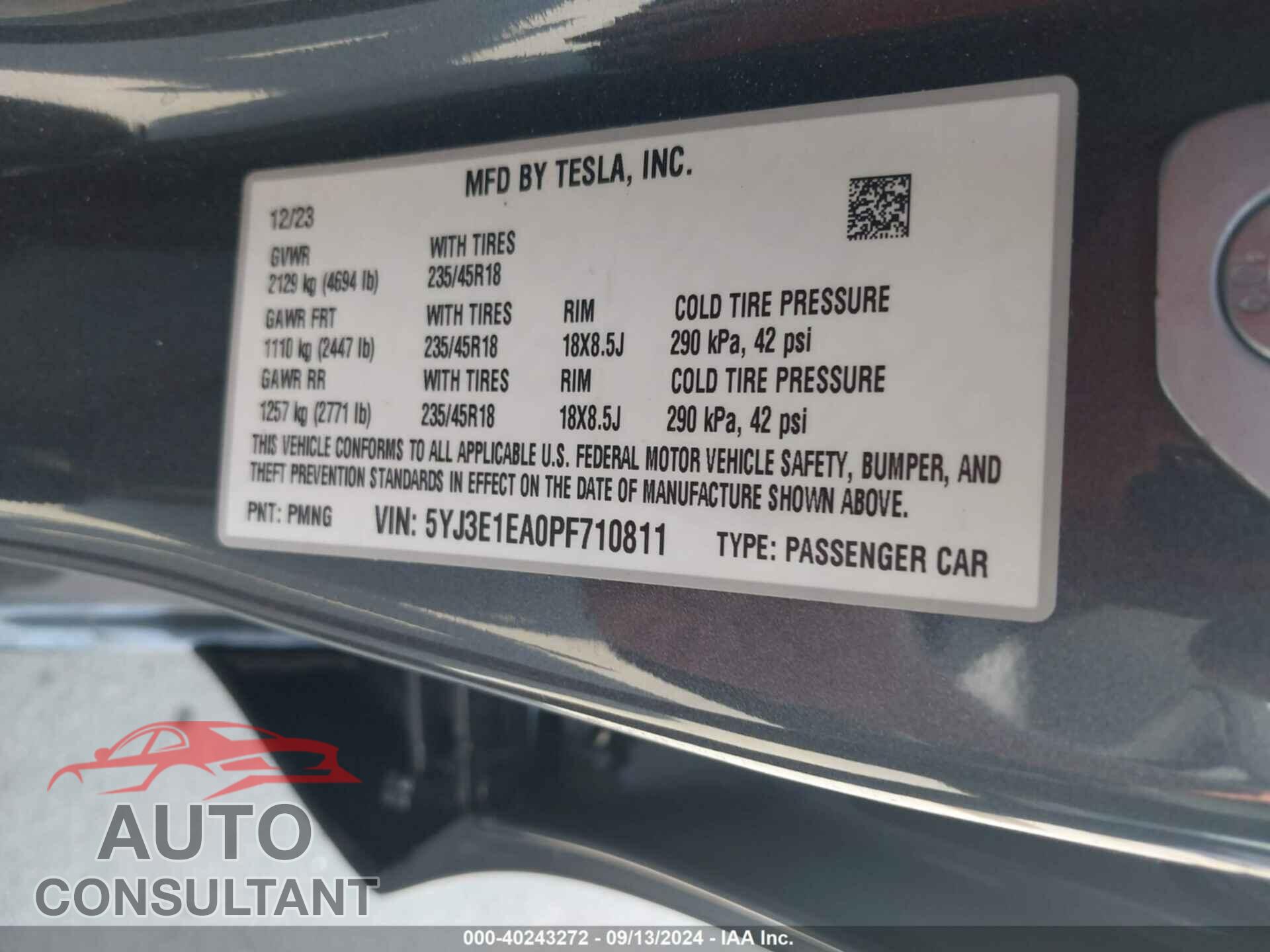 TESLA MODEL 3 2023 - 5YJ3E1EA0PF710811