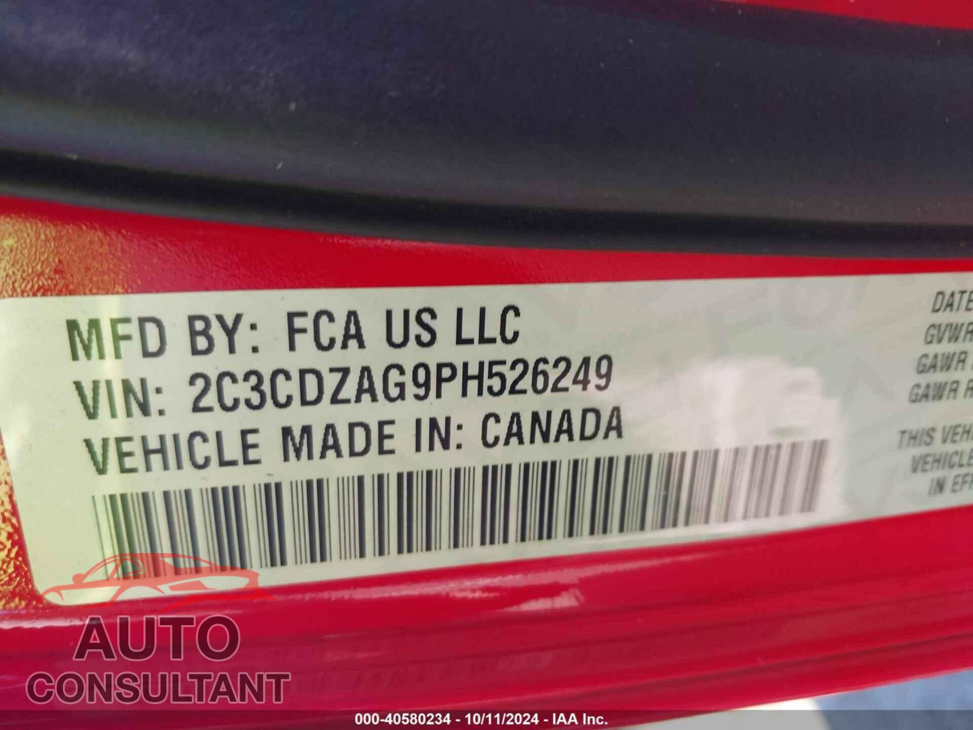 DODGE CHALLENGER 2023 - 2C3CDZAG9PH526249
