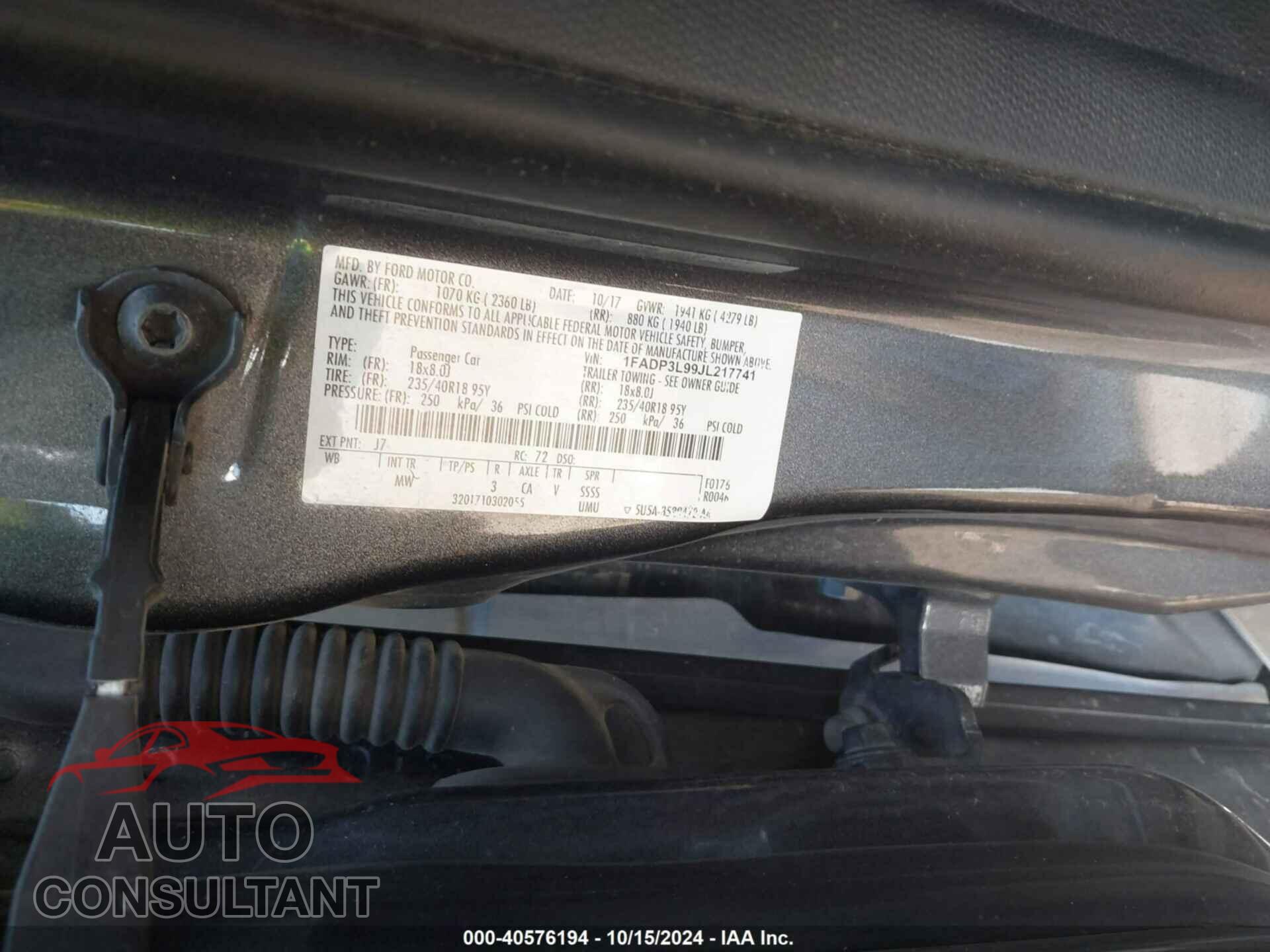 FORD FOCUS ST 2018 - 1FADP3L99JL217741