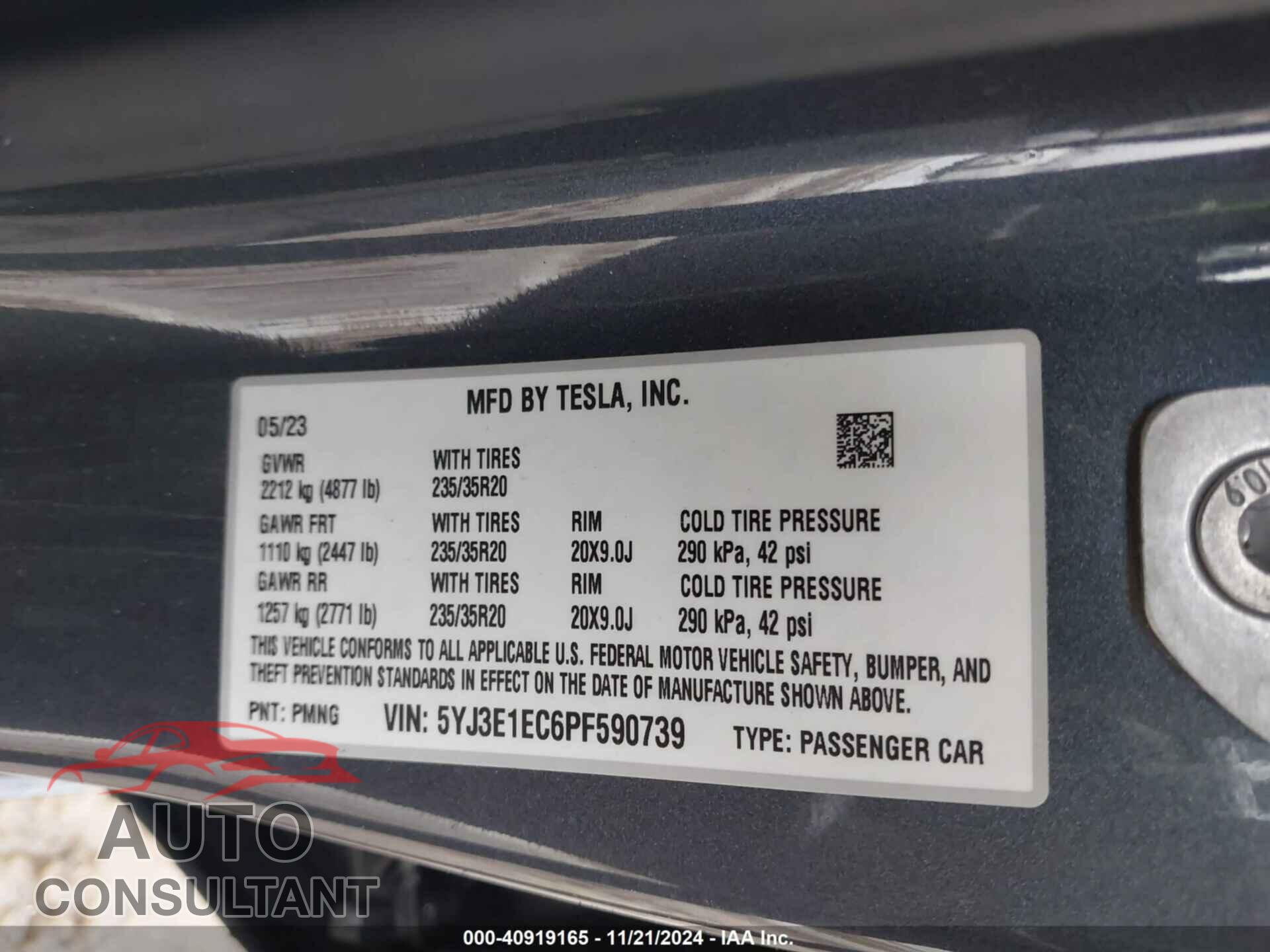 TESLA MODEL 3 2023 - 5YJ3E1EC6PF590739