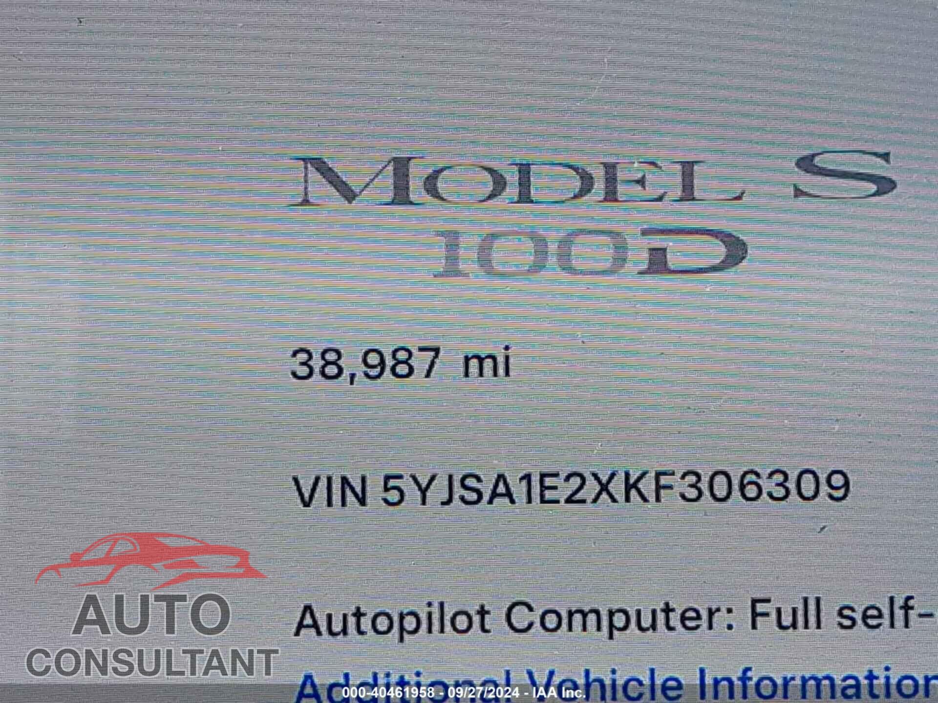 TESLA MODEL S 2019 - 5YJSA1E2XKF306309