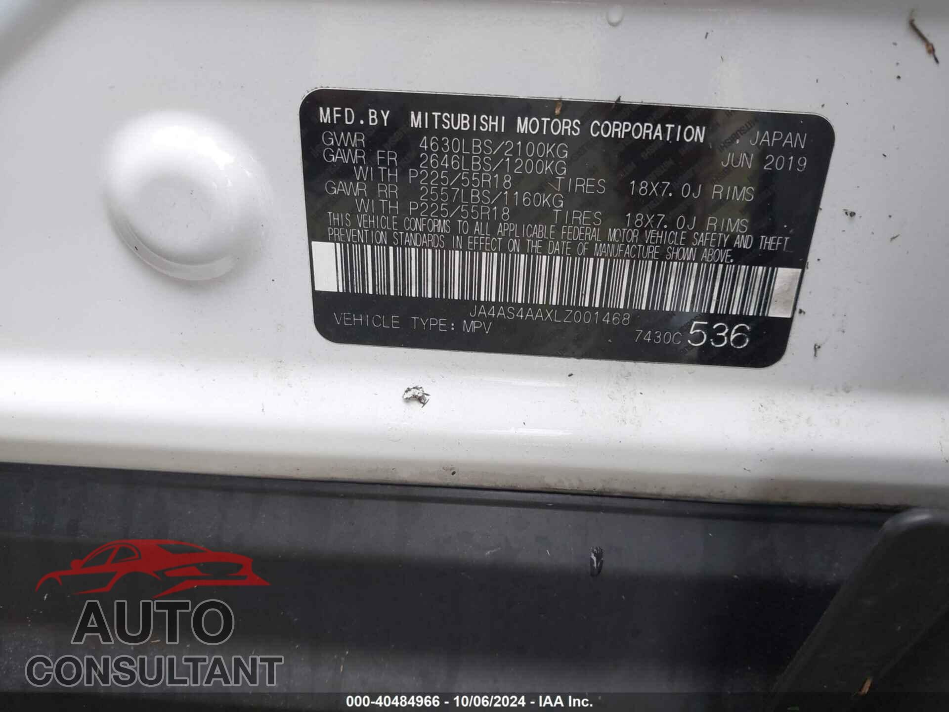 MITSUBISHI ECLIPSE CROSS 2020 - JA4AS4AAXLZ001468