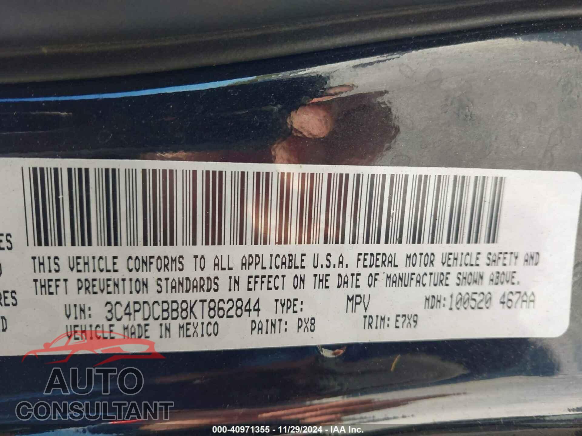 DODGE JOURNEY 2019 - 3C4PDCBB8KT862844