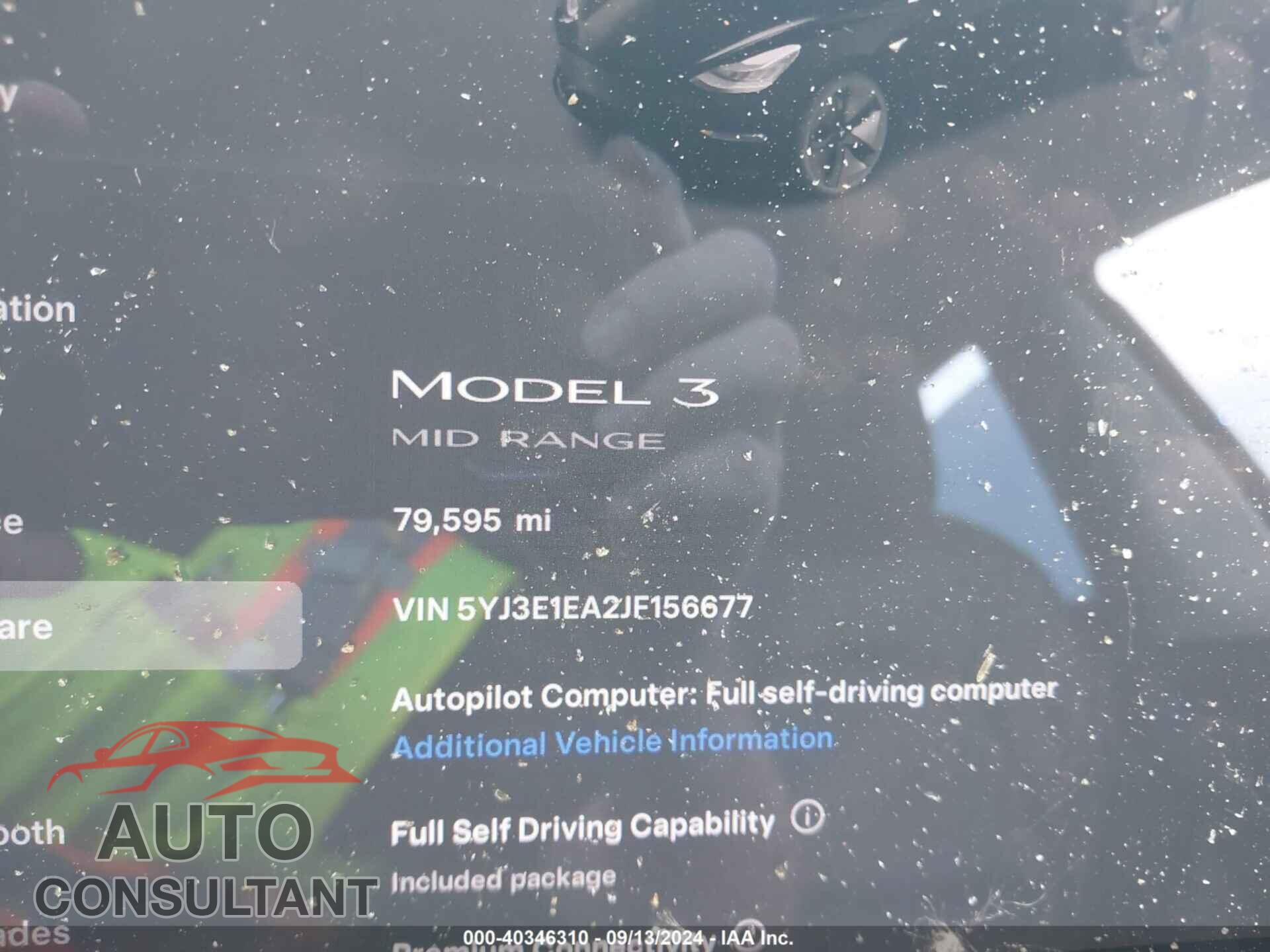 TESLA MODEL 3 2018 - 5YJ3E1EA2JF156677