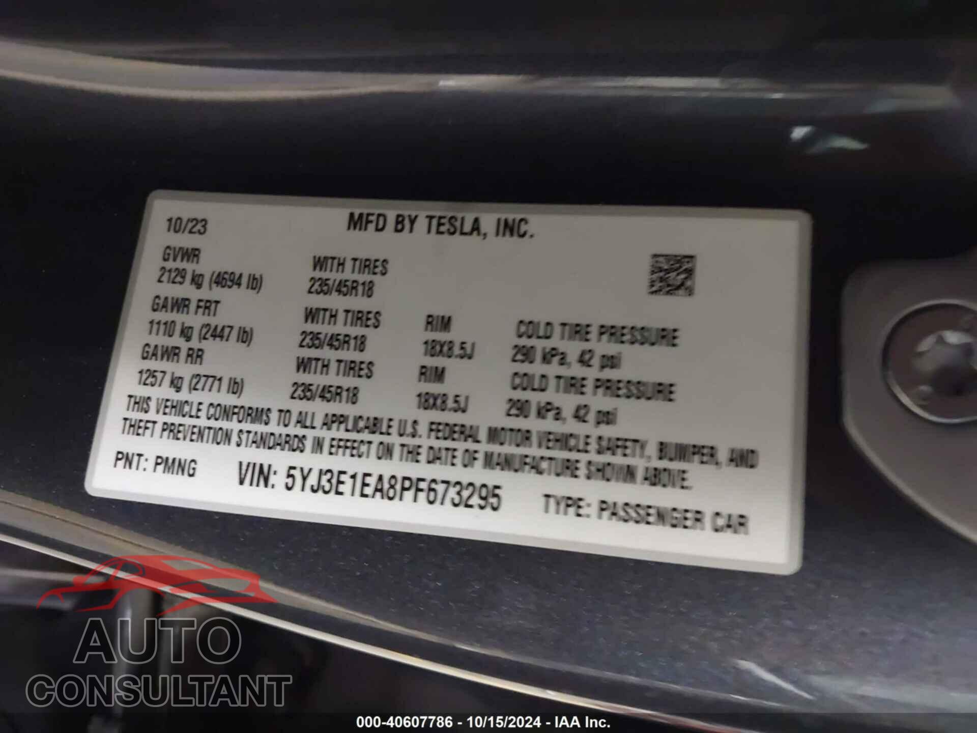 TESLA MODEL 3 2023 - 5YJ3E1EA8PF673295