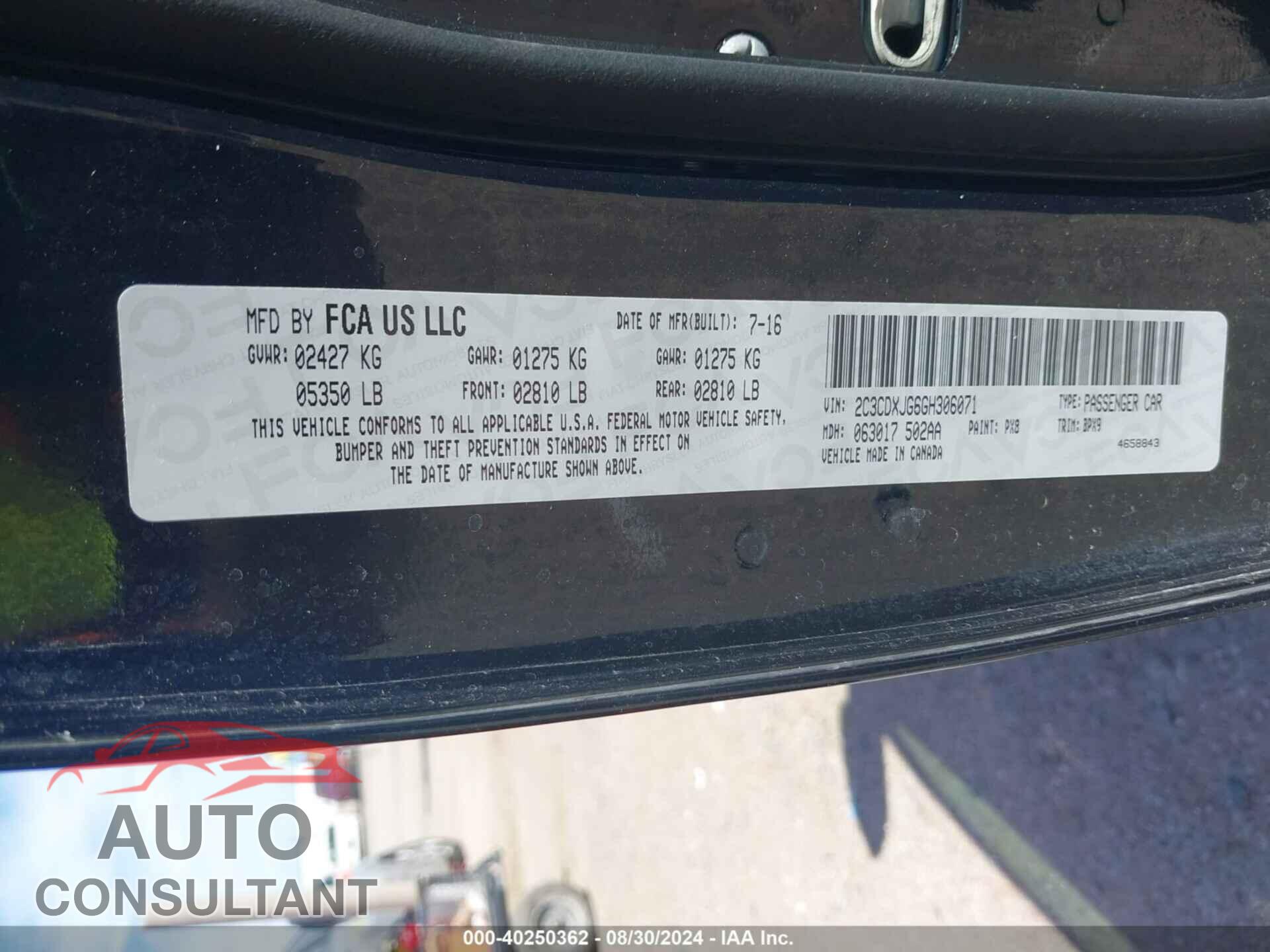 DODGE CHARGER 2016 - 2C3CDXJG6GH306071