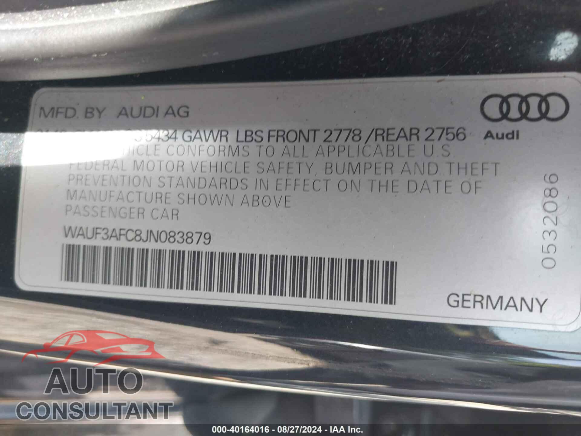 AUDI A6 2018 - WAUF3AFC8JN083879