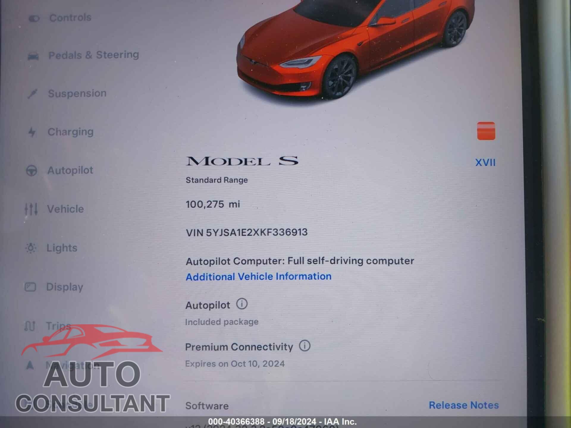 TESLA MODEL S 2019 - 5YJSA1E2XKF336913