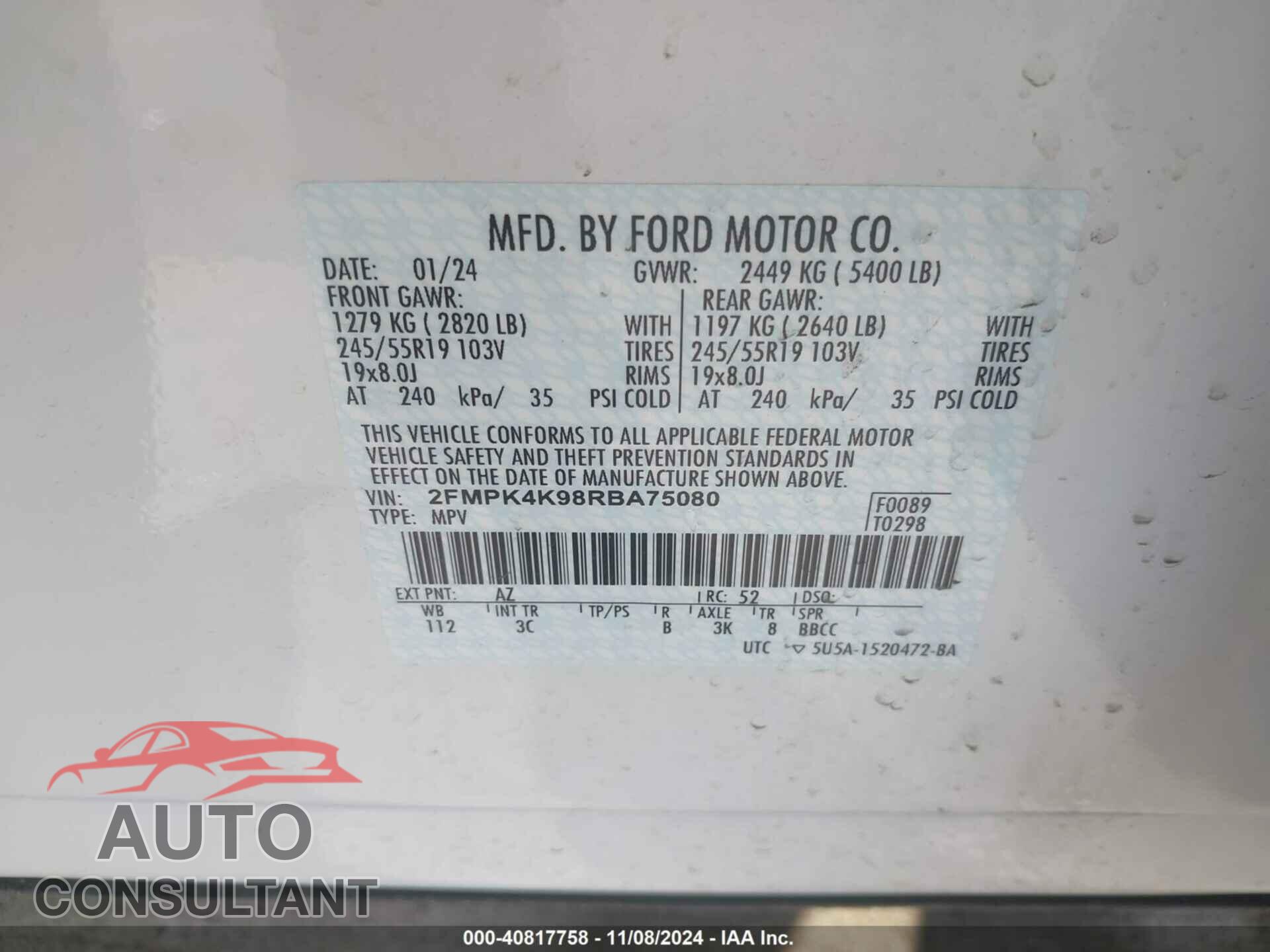 FORD EDGE 2024 - 2FMPK4K98RBA75080