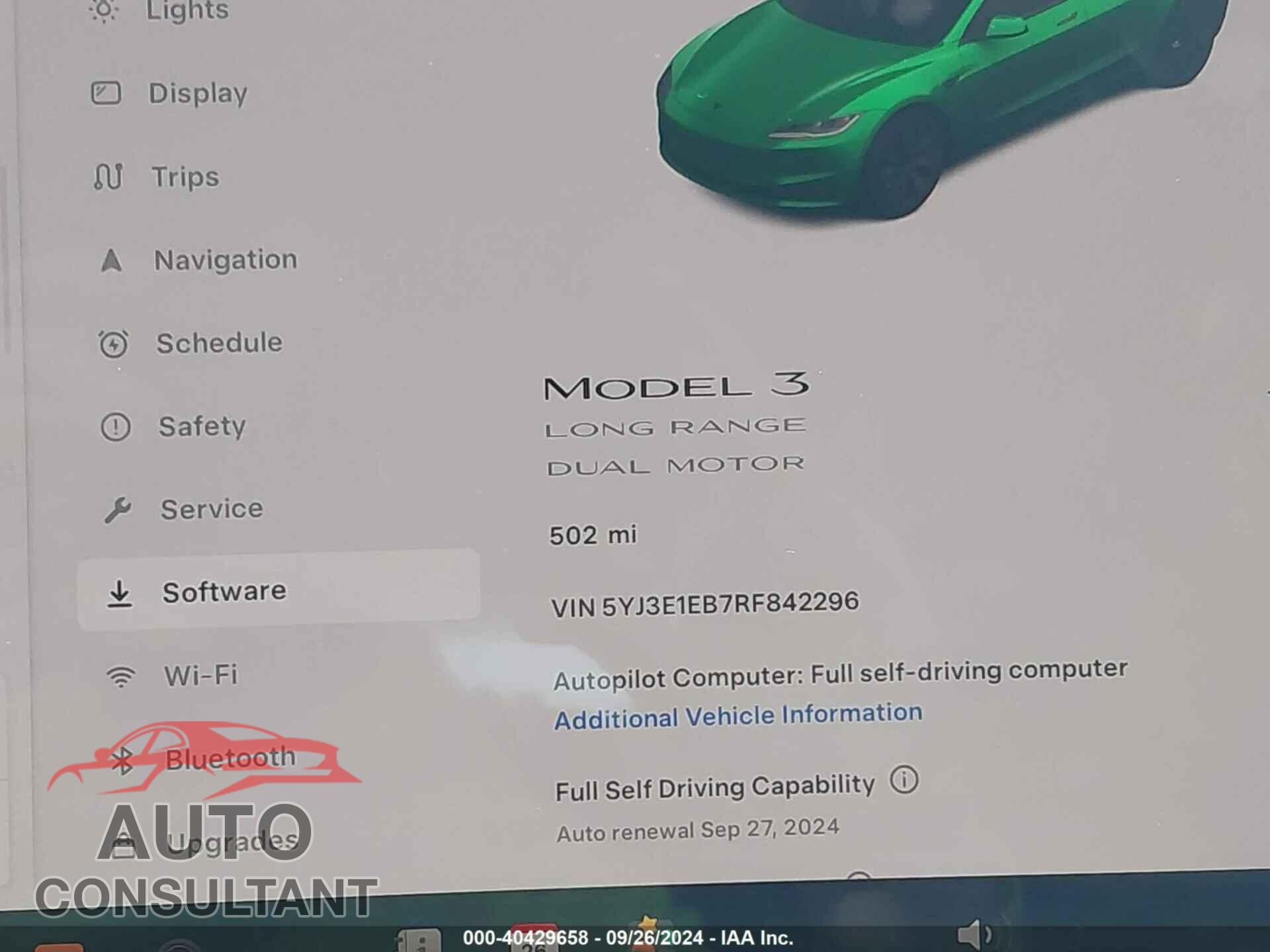 TESLA MODEL 3 2024 - 5YJ3E1EB7RF842296