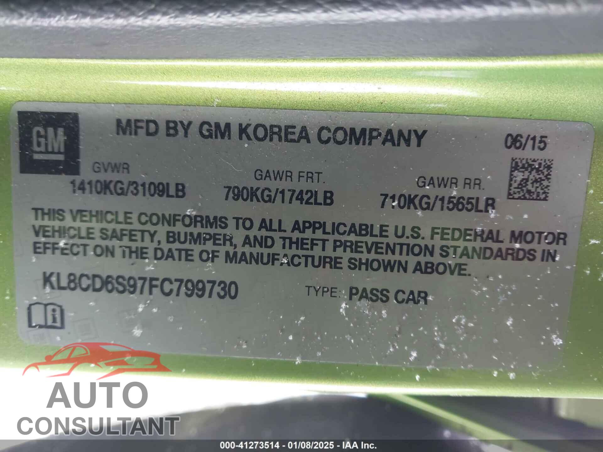 CHEVROLET SPARK 2015 - KL8CD6S97FC799730