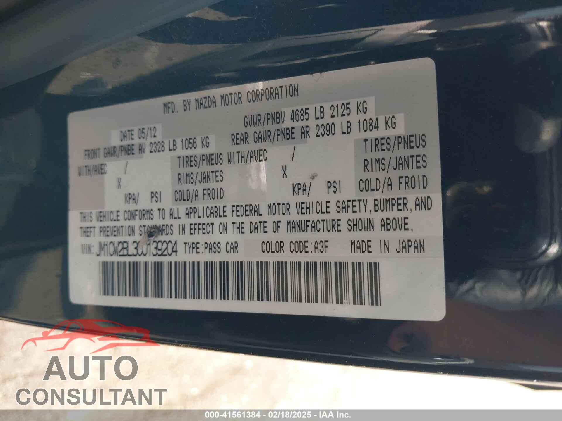 MAZDA MAZDA5 2012 - JM1CW2BL3C0139204