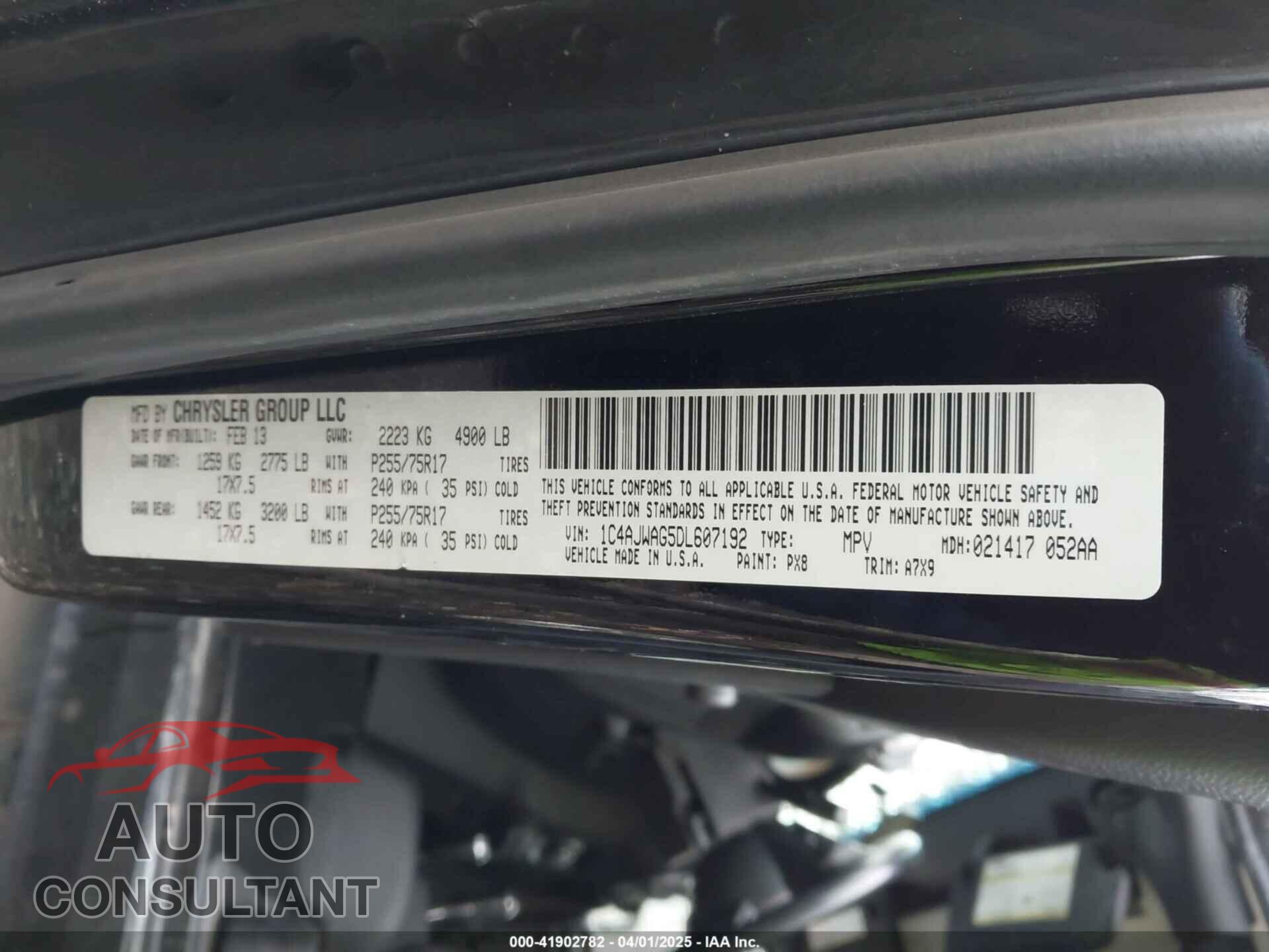 JEEP WRANGLER 2013 - 1C4AJWAG5DL607192