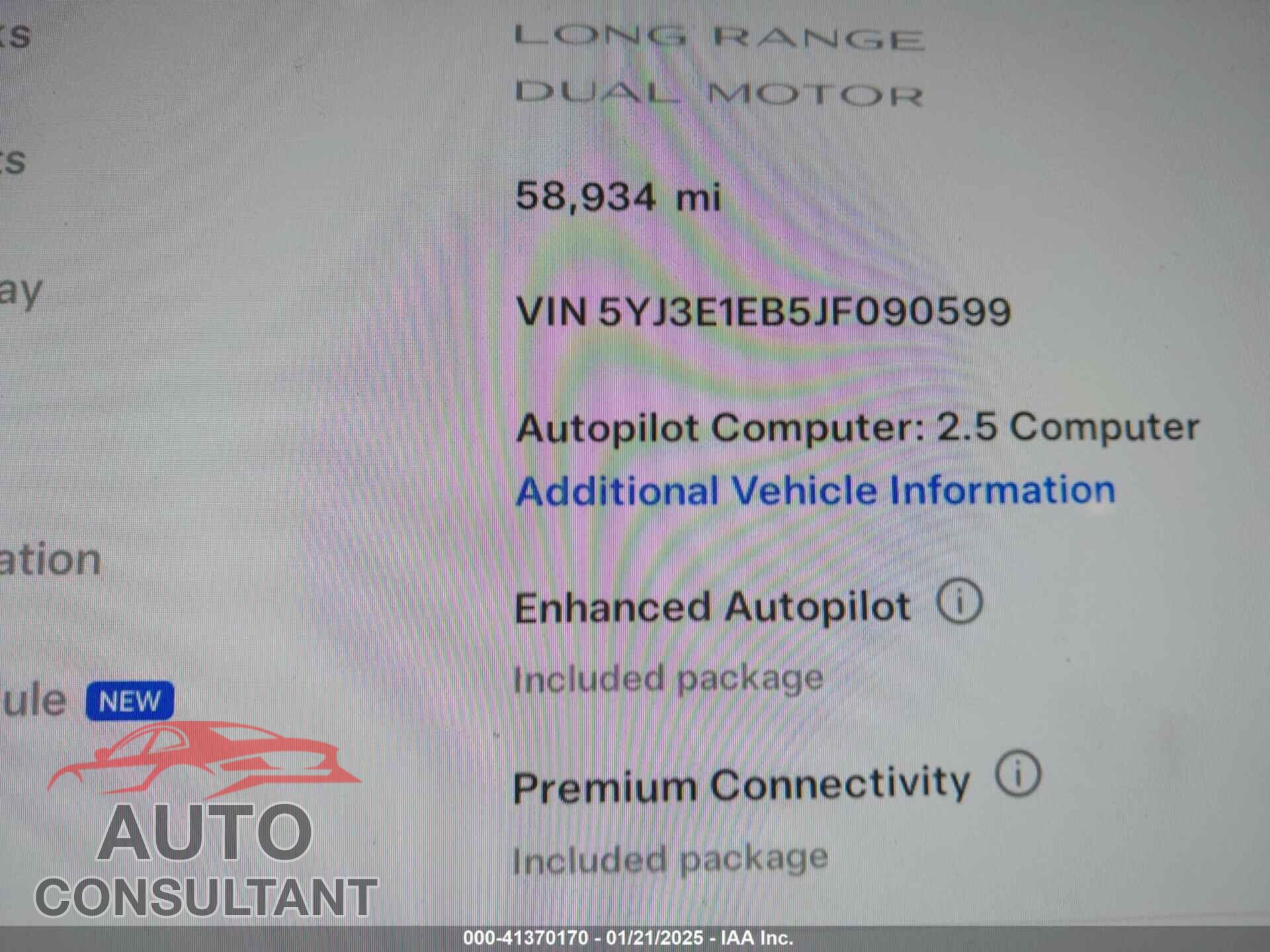 TESLA MODEL 3 2018 - 5YJ3E1EB5JF090599