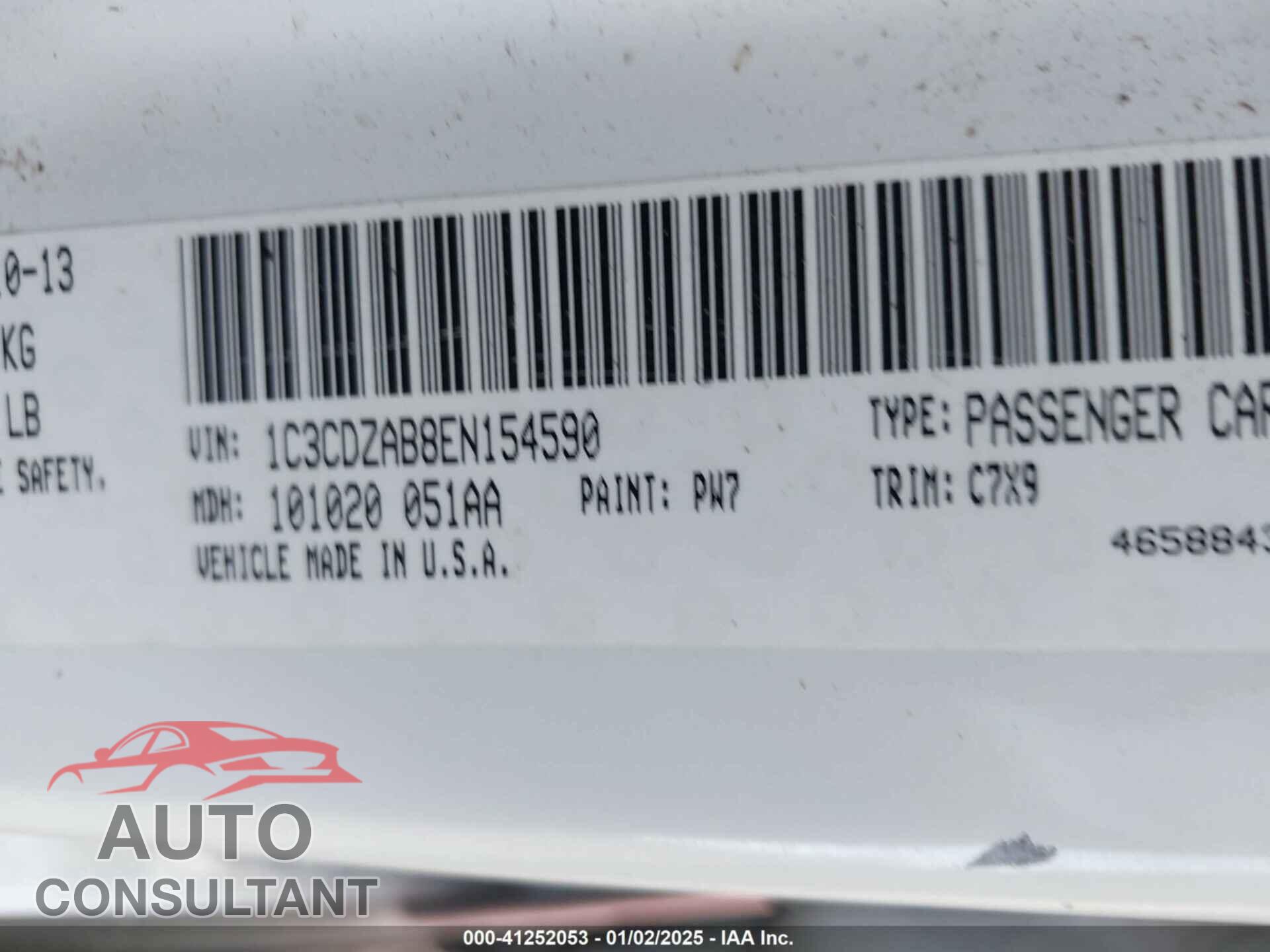 DODGE AVENGER 2014 - 1C3CDZAB8EN154590