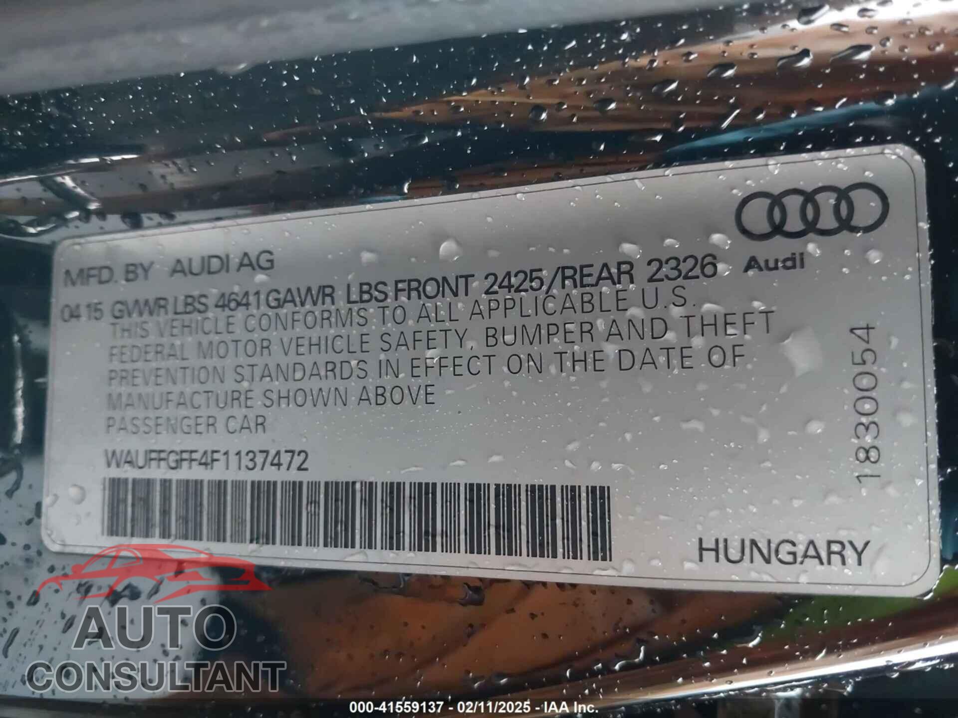 AUDI S3 2015 - WAUFFGFF4F1137472