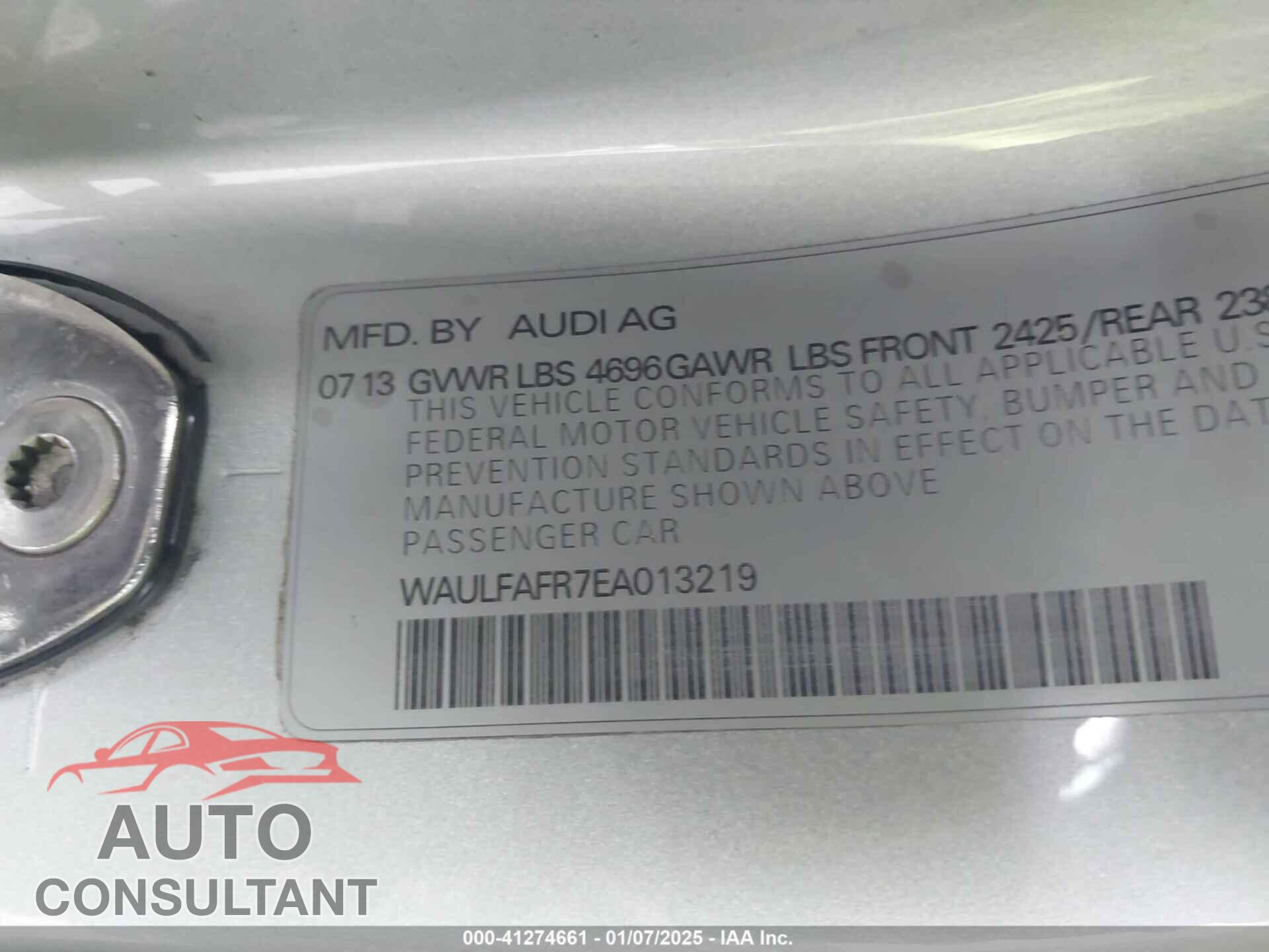 AUDI A5 2014 - WAULFAFR7EA013219