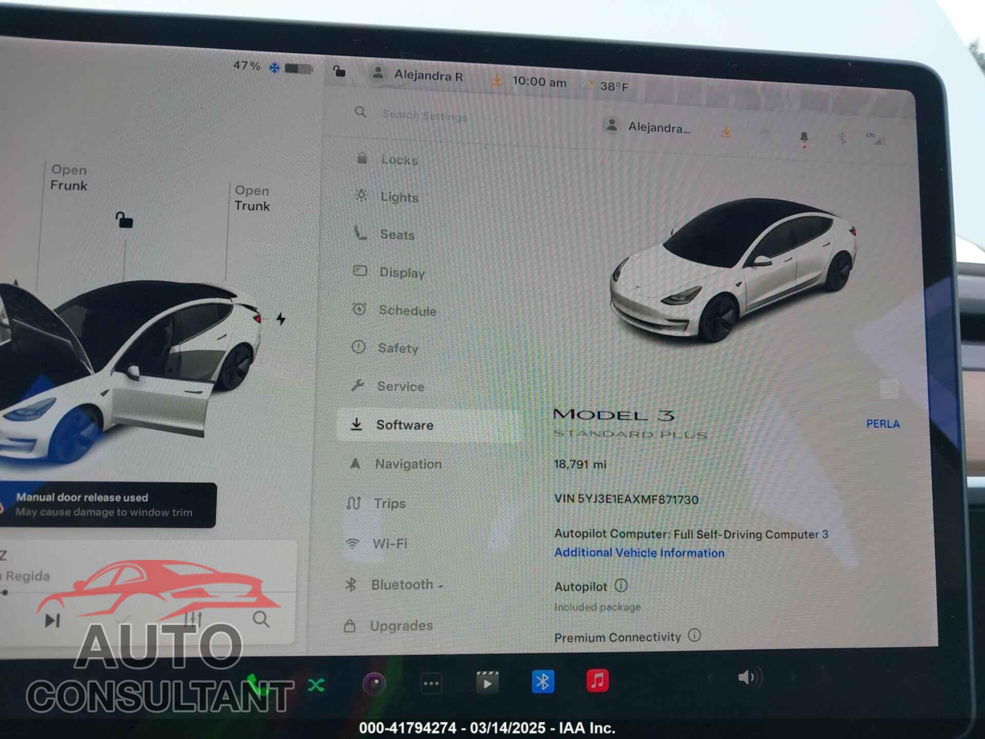 TESLA MODEL 3 2021 - 5YJ3E1EAXMF871730