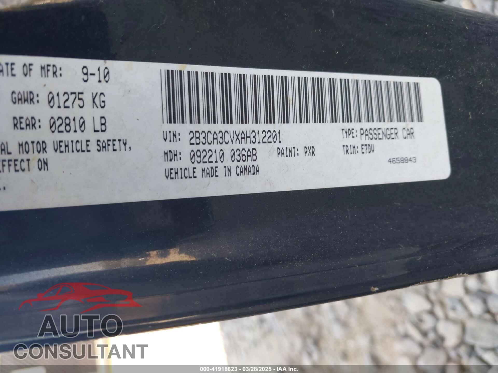 DODGE CHARGER 2010 - 2B3CA3CVXAH312201