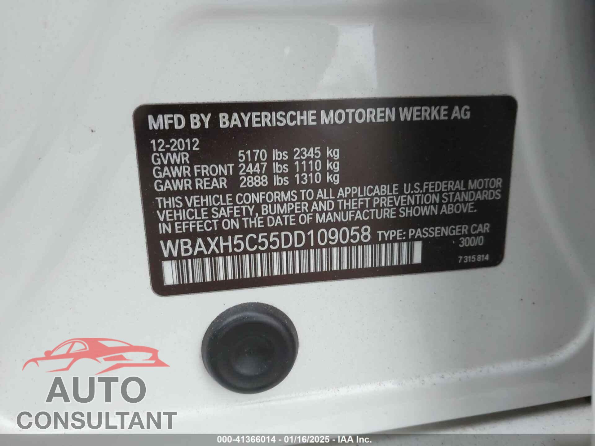 BMW 528I 2013 - WBAXH5C55DD109058