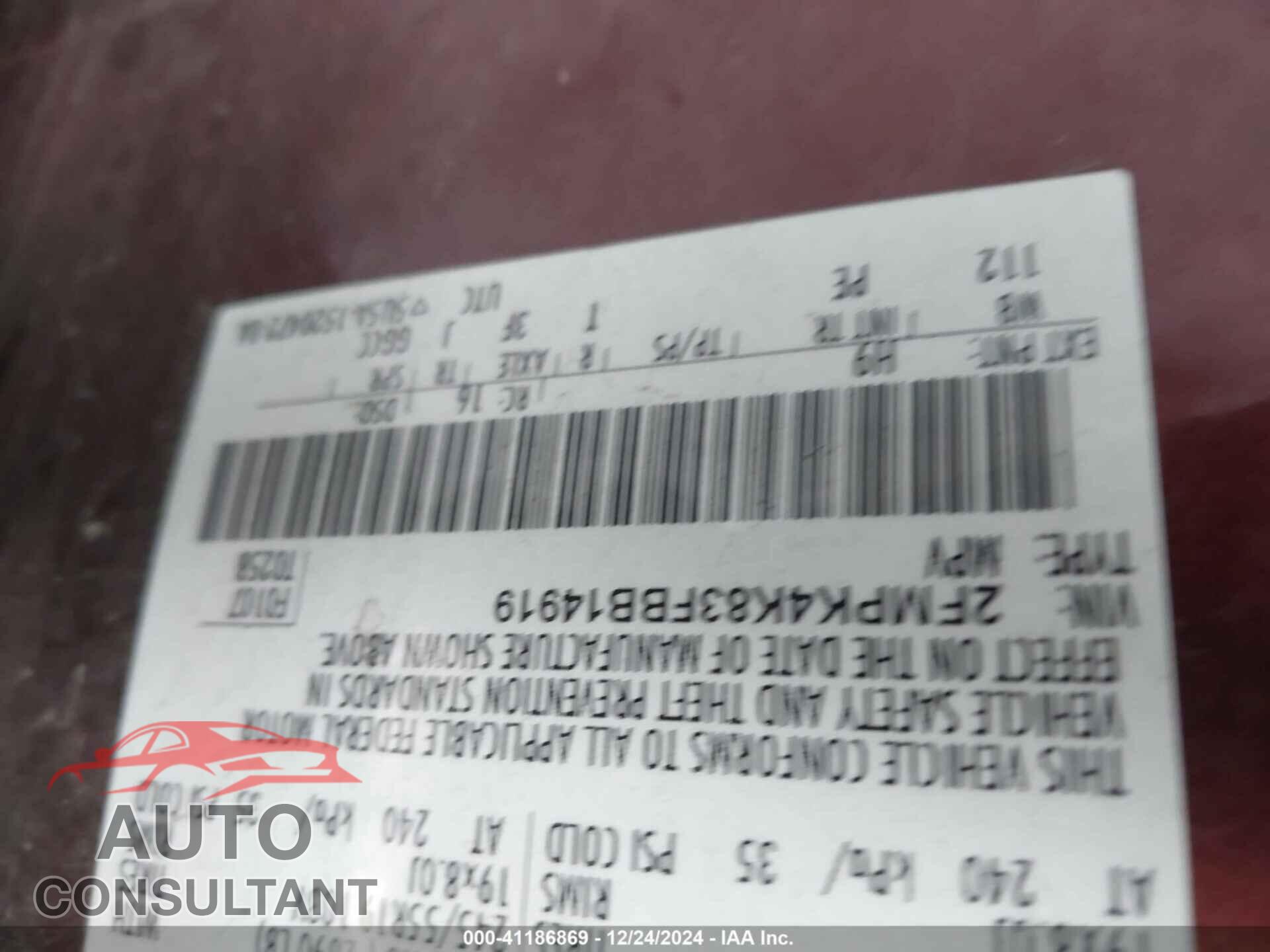 FORD EDGE 2015 - 2FMPK4K83FBB14919