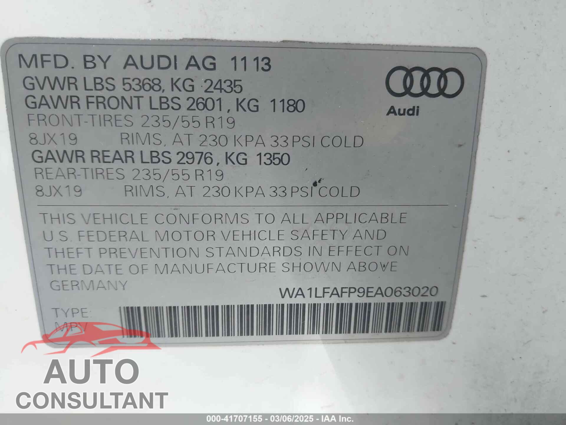 AUDI Q5 2014 - WA1LFAFP9EA063020