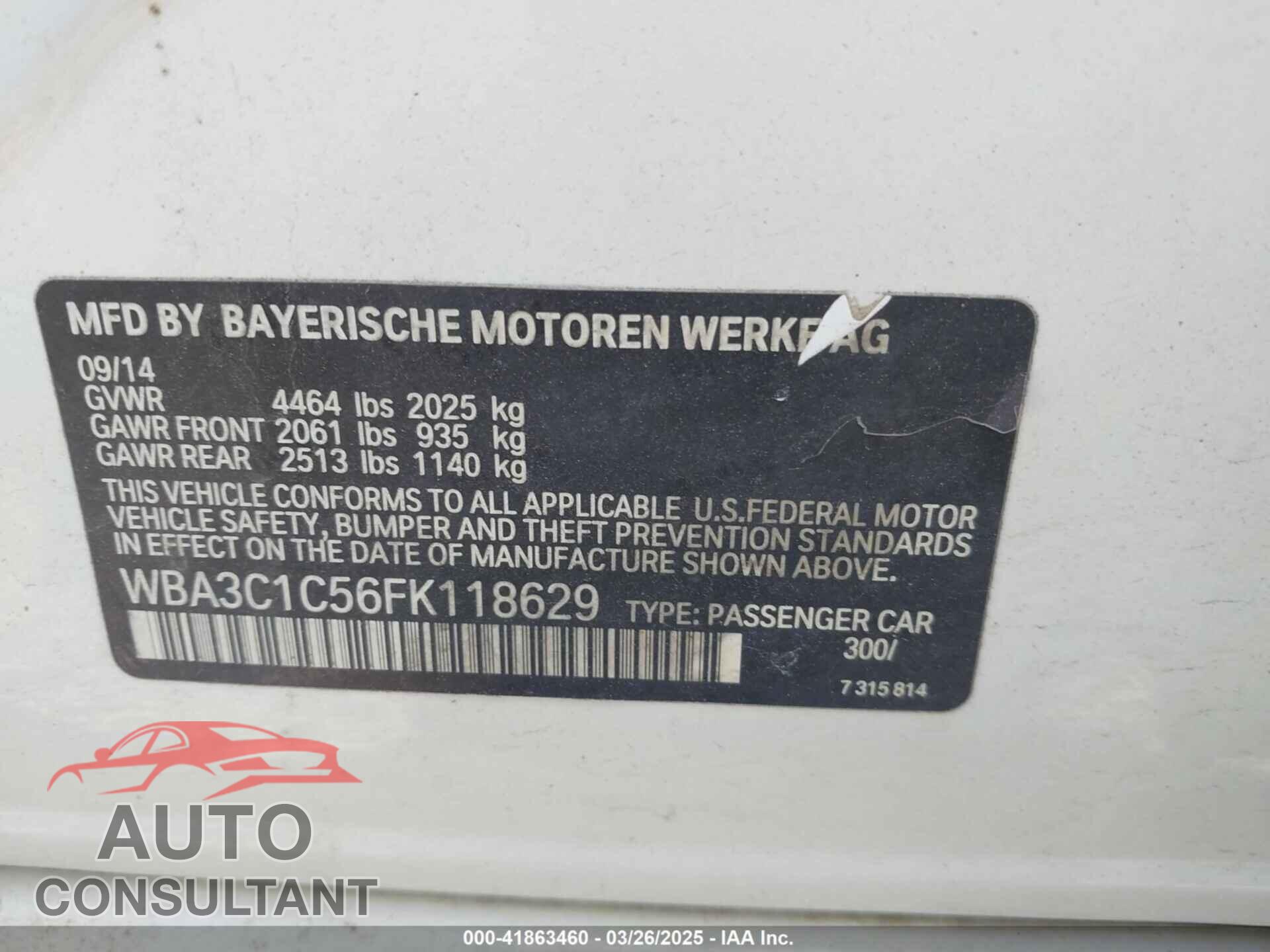 BMW 328I 2015 - WBA3C1C56FK118629