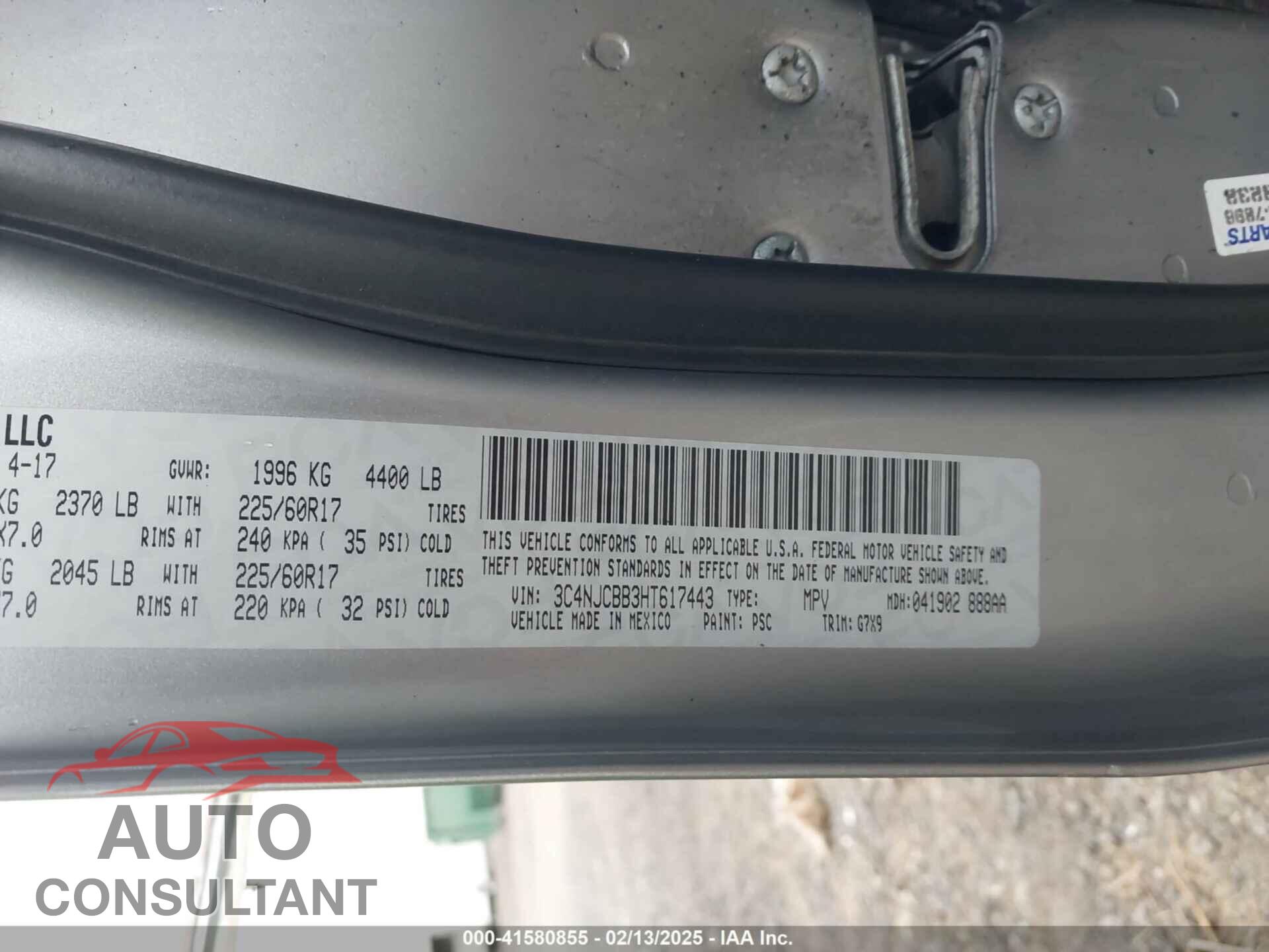 JEEP NEW COMPASS 2017 - 3C4NJCBB3HT617443