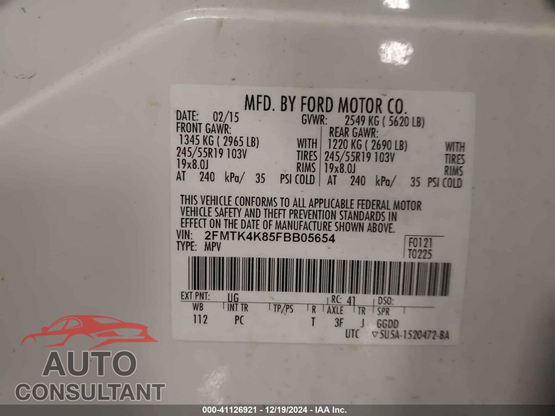 FORD EDGE 2015 - 2FMTK4K85FBB05654