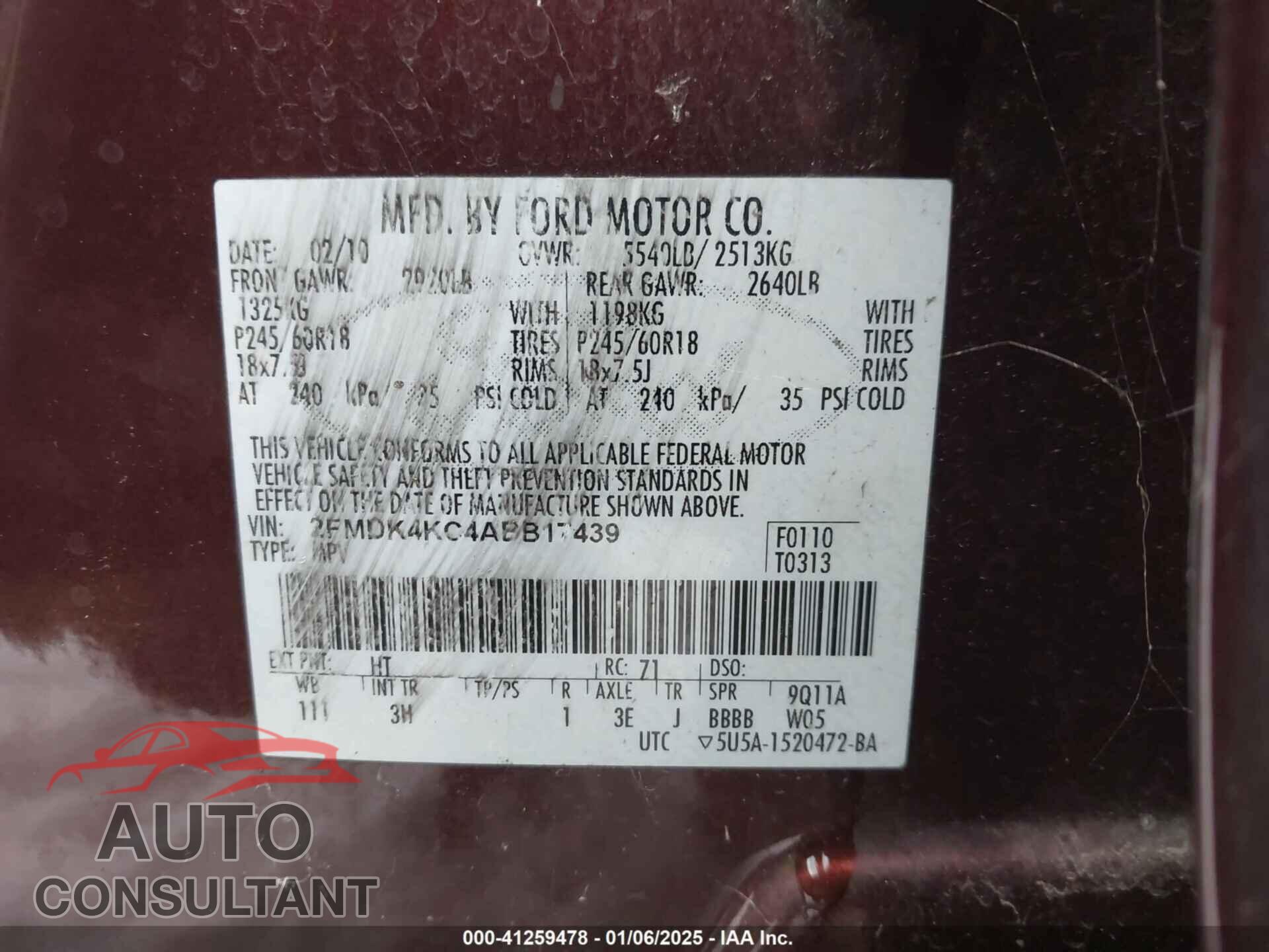 FORD EDGE 2010 - 2FMDK4KC4ABB17439