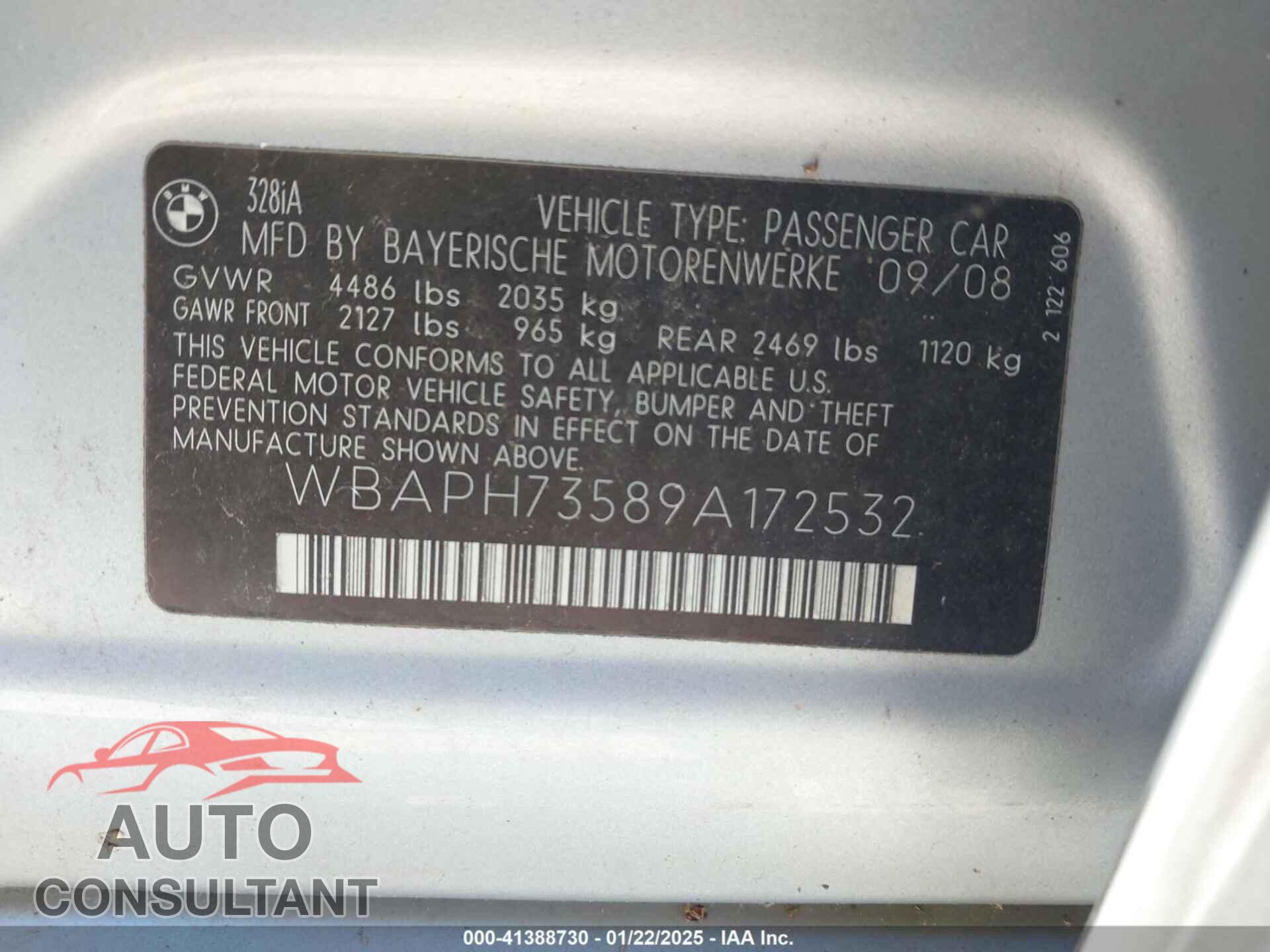BMW 328I 2009 - WBAPH73589A172532